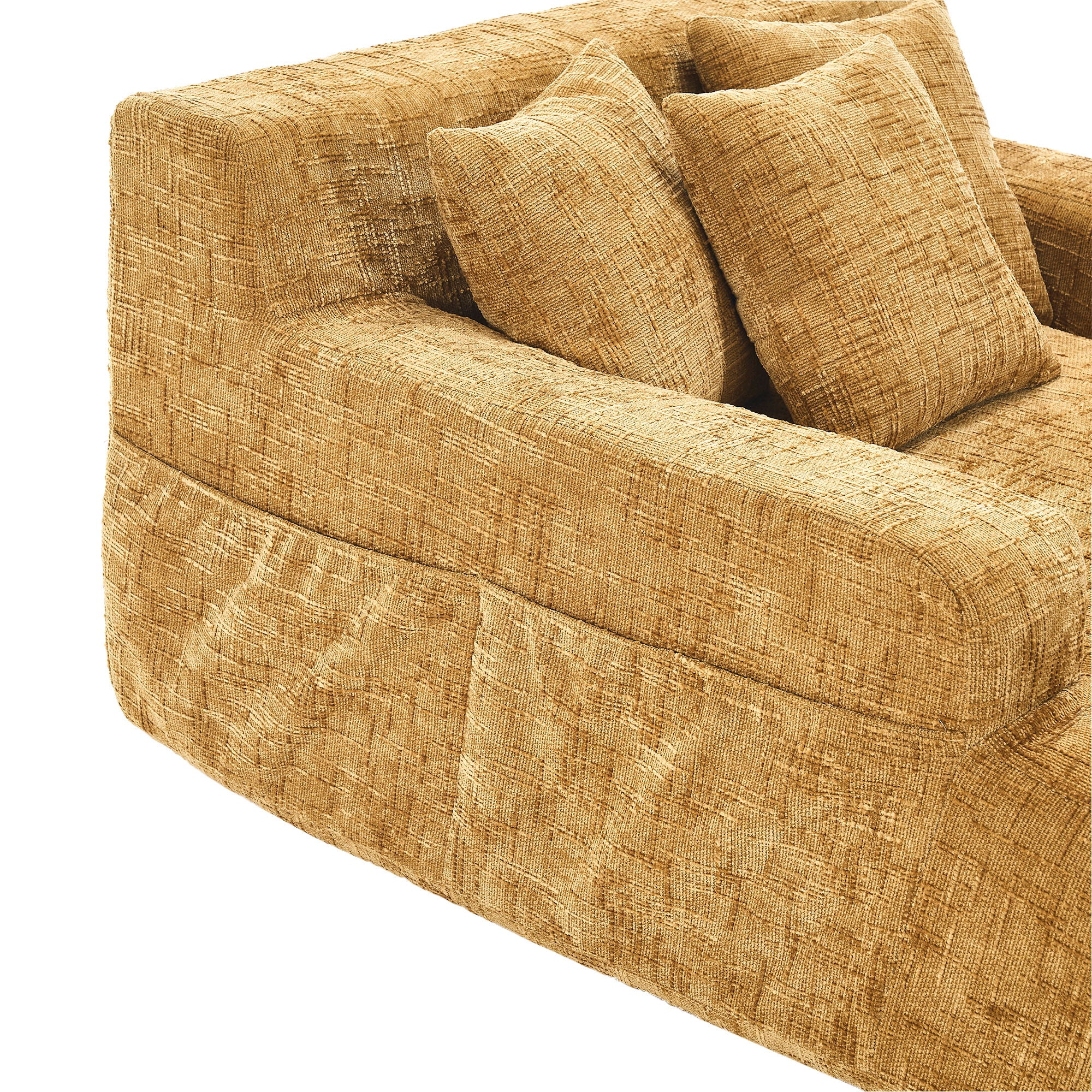 Chenille Interior Lazy Sofa Chaise Longue Armchair With 3 Pillows And Armrests
