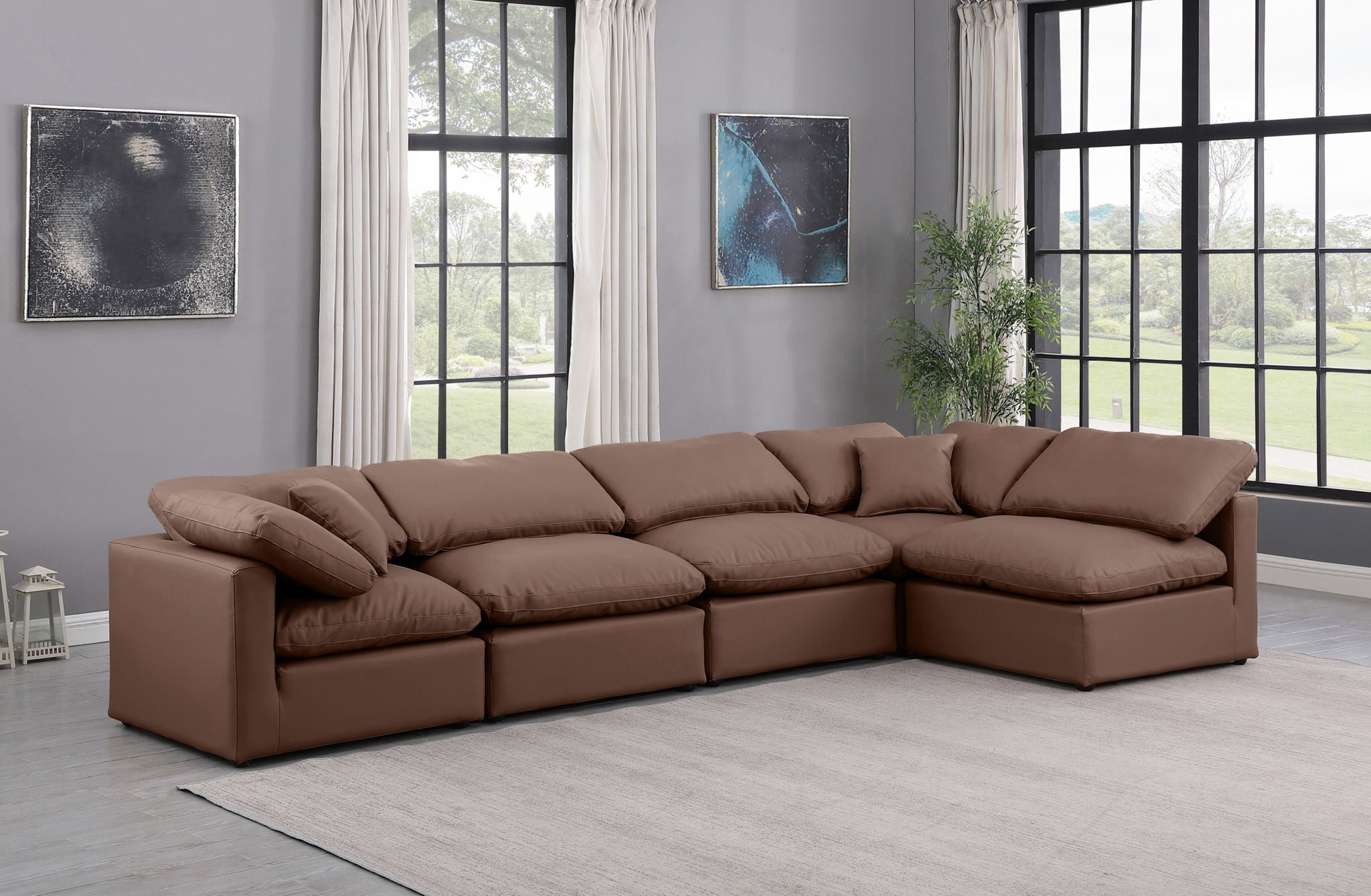 Indulge - Faux Leather 5 Piece Modular Sectional
