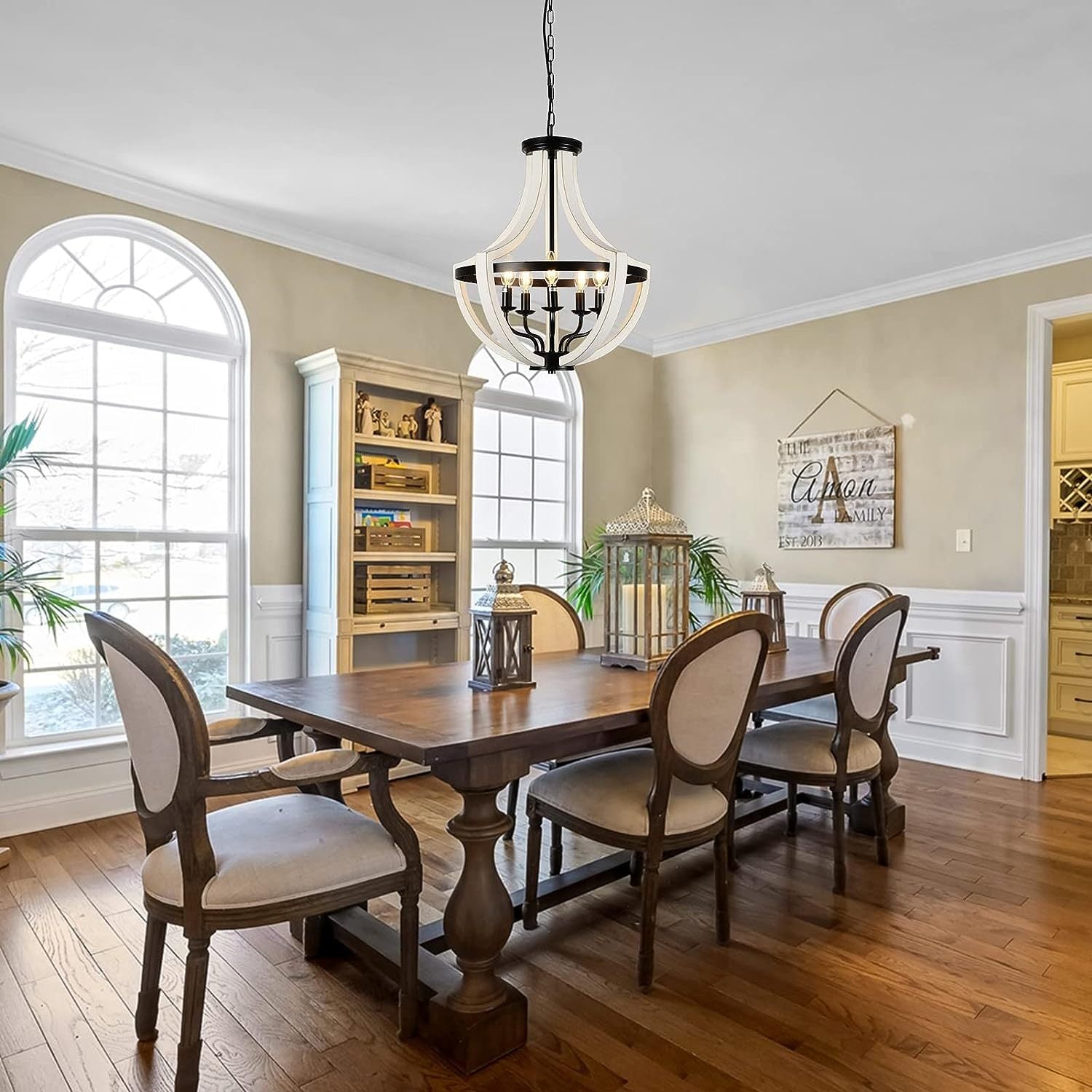 Modern White Solid Wood Chandeliers
