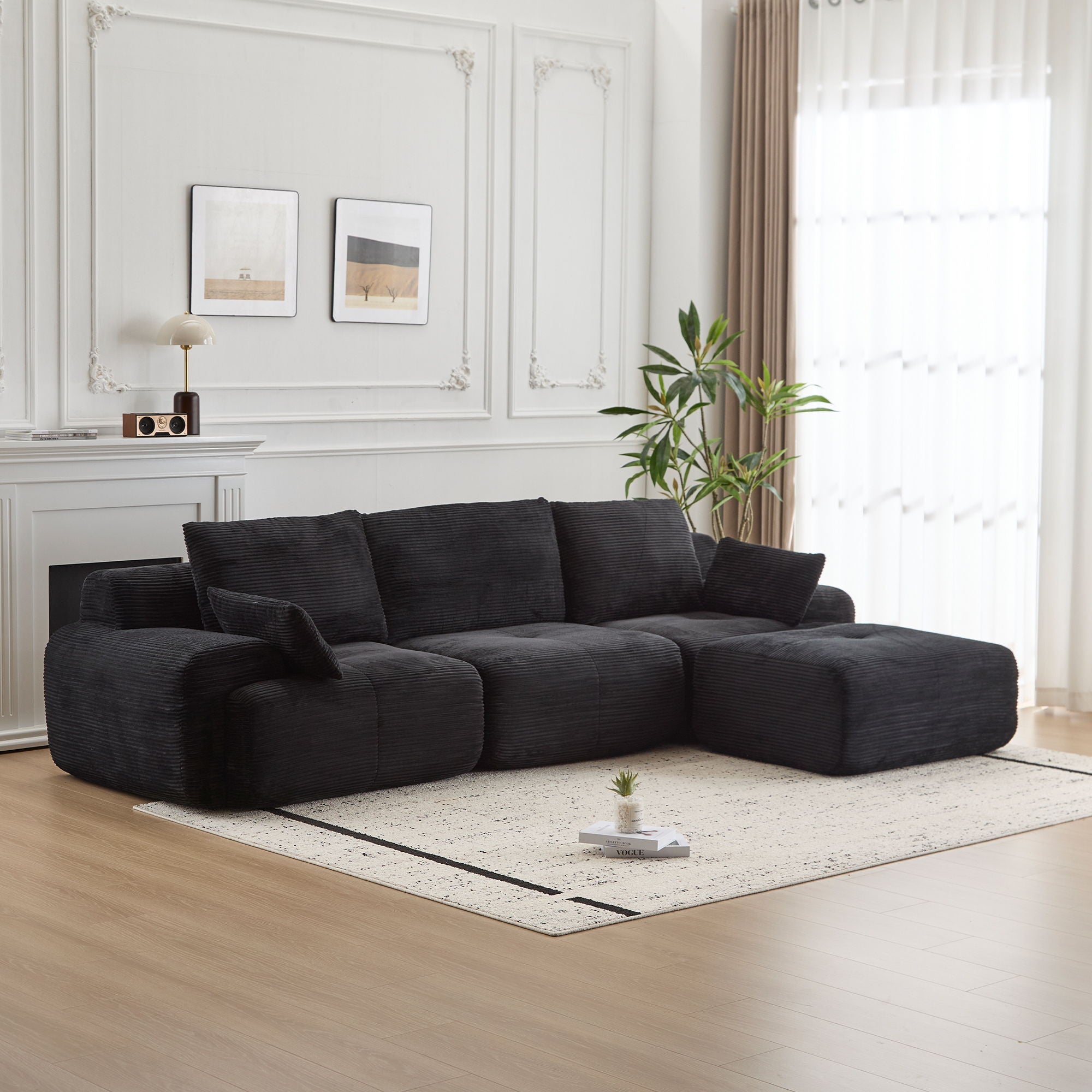 Compressed Sofa, Large Sectional Couches For Living Room - Black