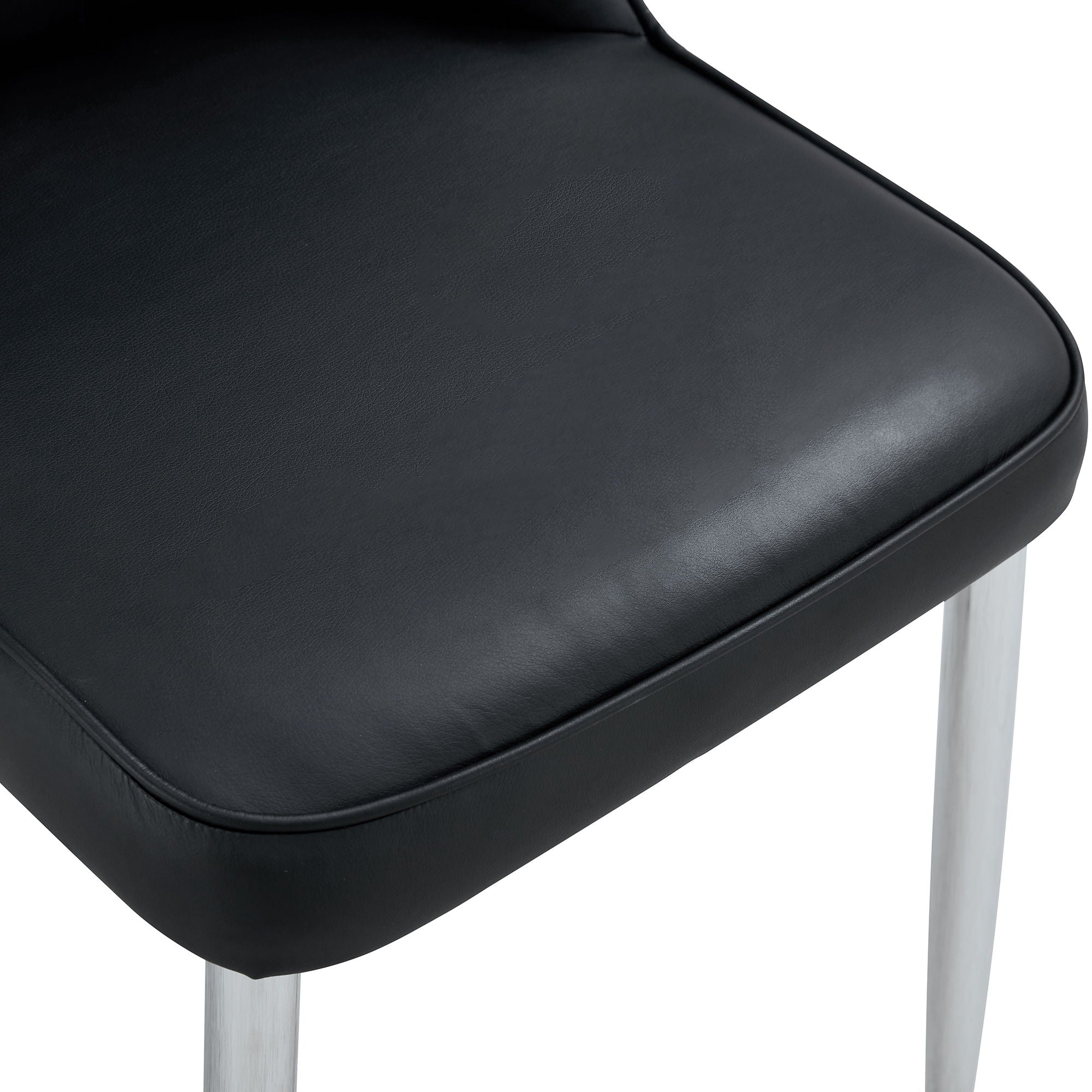 Modern Dining Chairs (Set of 4) With Backrest And Silver Metal Legs For Home And Office - Black