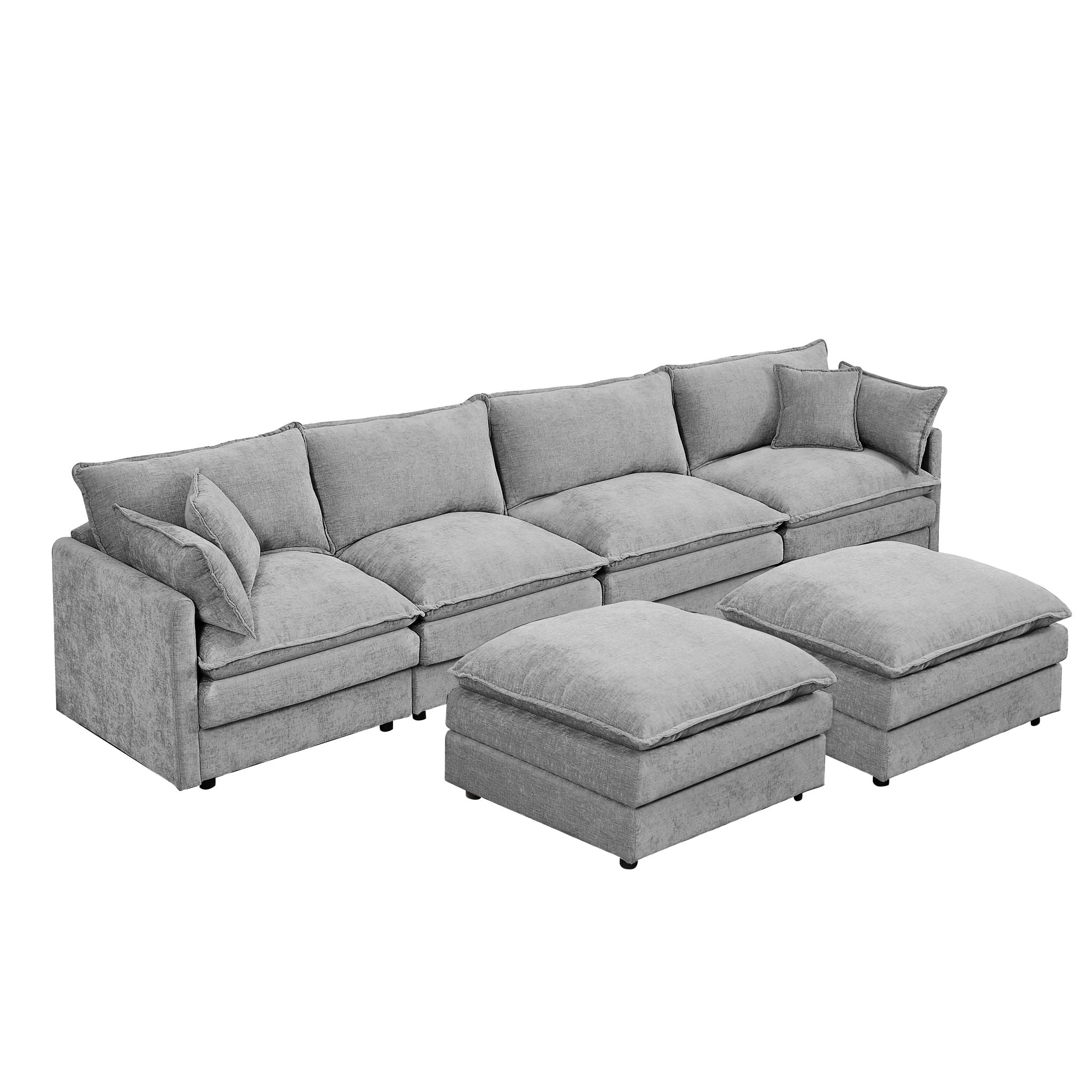 Modular U Shaped Sectional Sofa, 4 Seater Comfy Cloud Couch