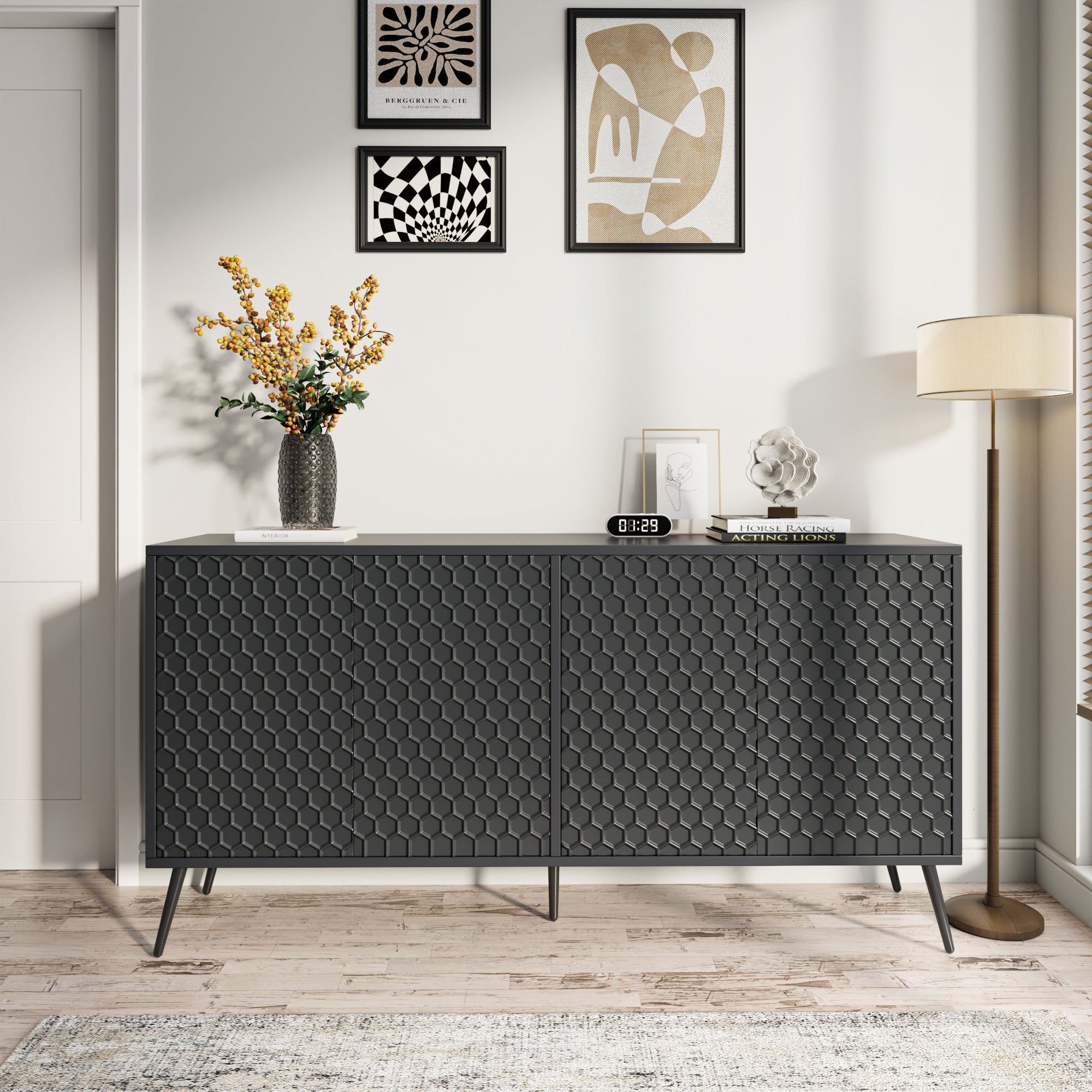 Mid-Century Modern Sideboard 63' - Black