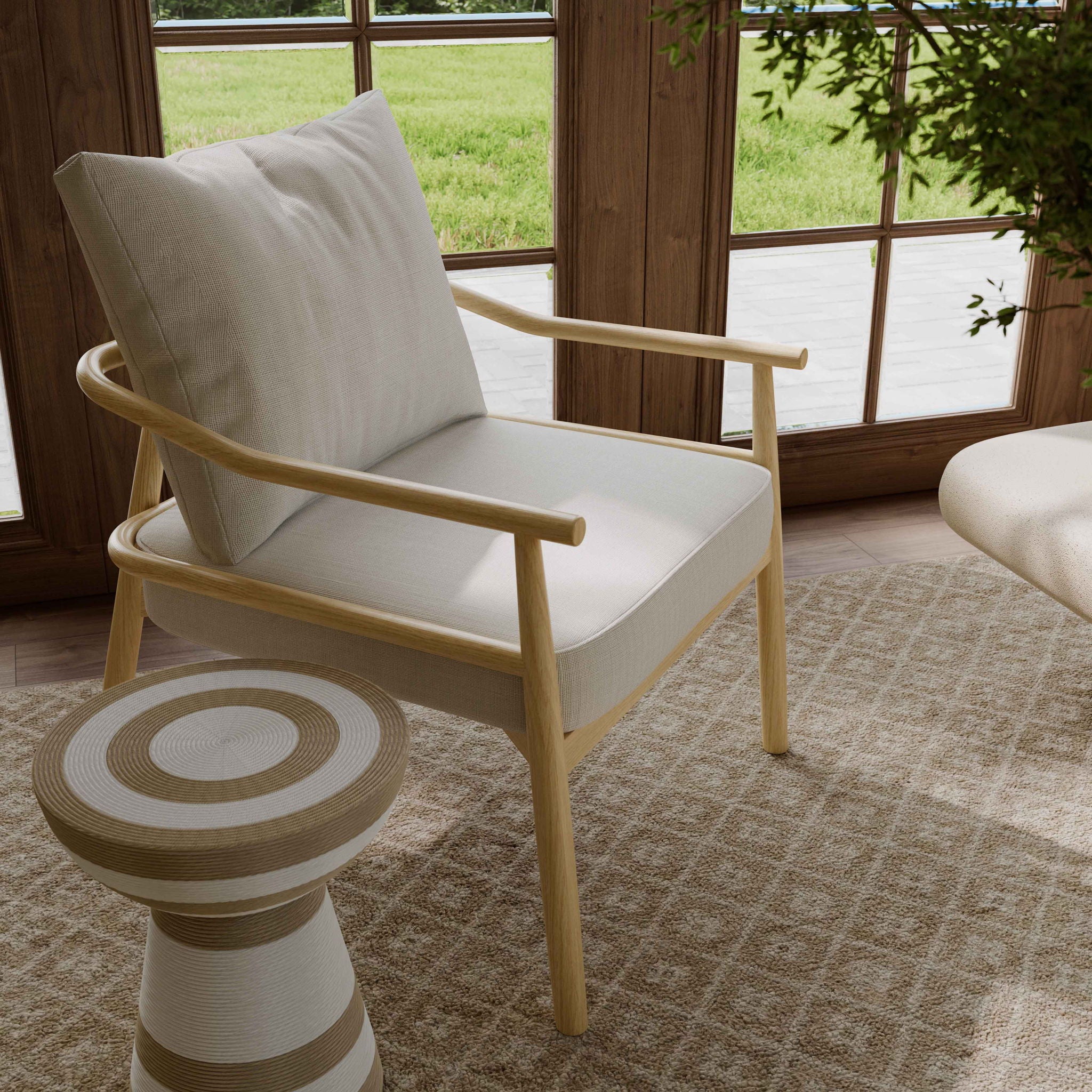Dixie - Chenille Velvet Accent Chair - Cream