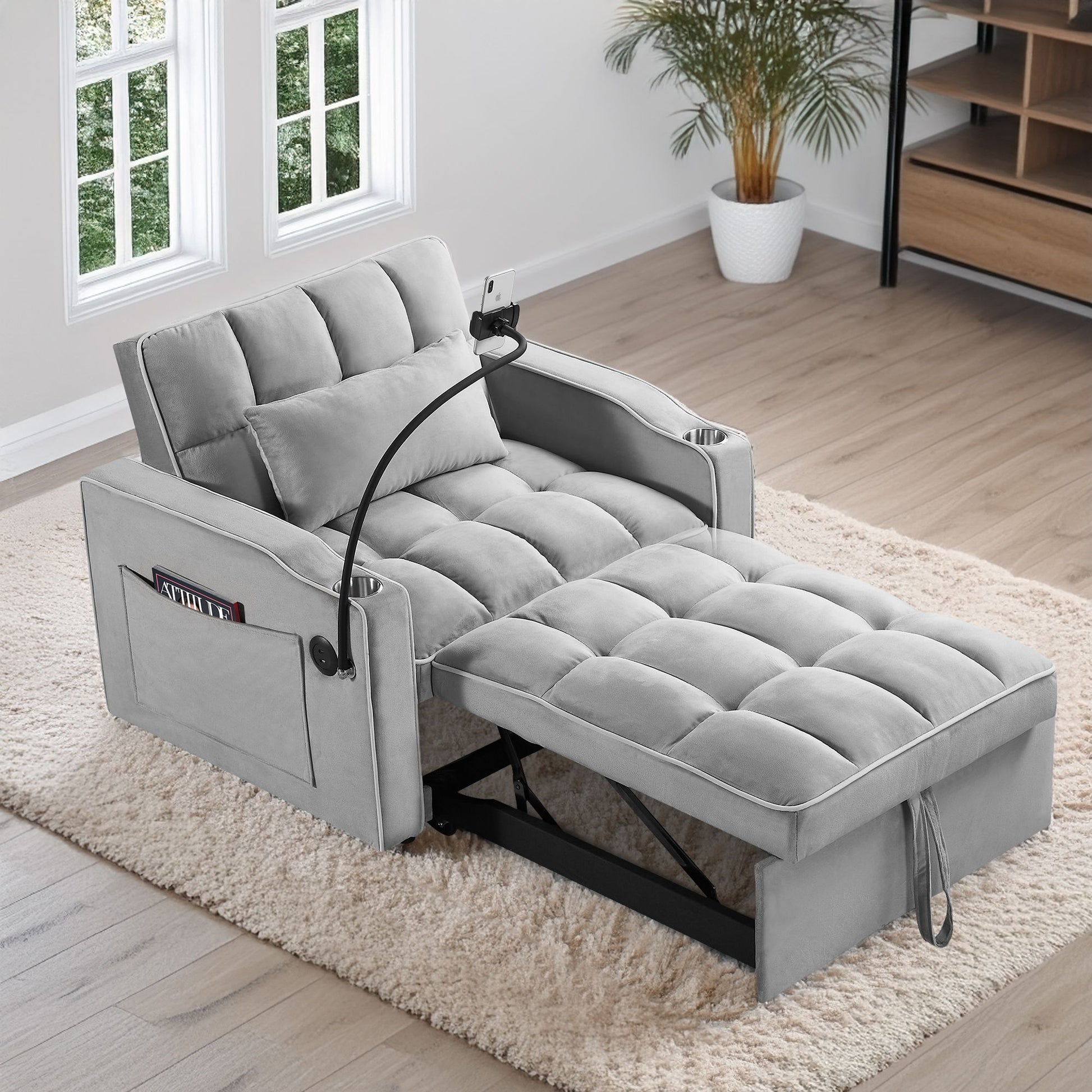 Convertible Sleeper Chair Sofa Bed Adjustable Pull Out Sleeper
