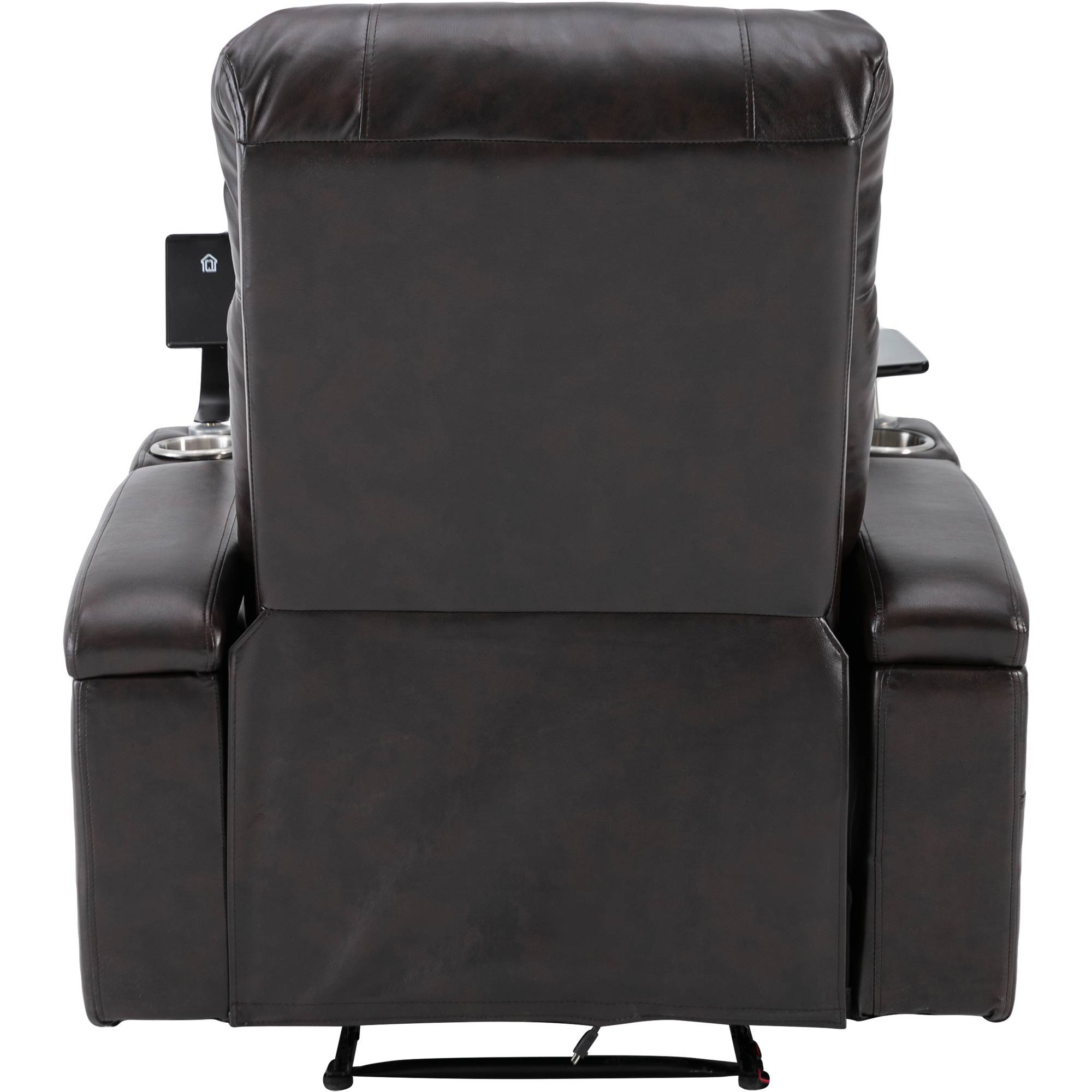 Power Recliner With Storage Arms, Cupholders, Swivel Tray Table And Cell Phone Stand - Brown - Best Buy Furniture