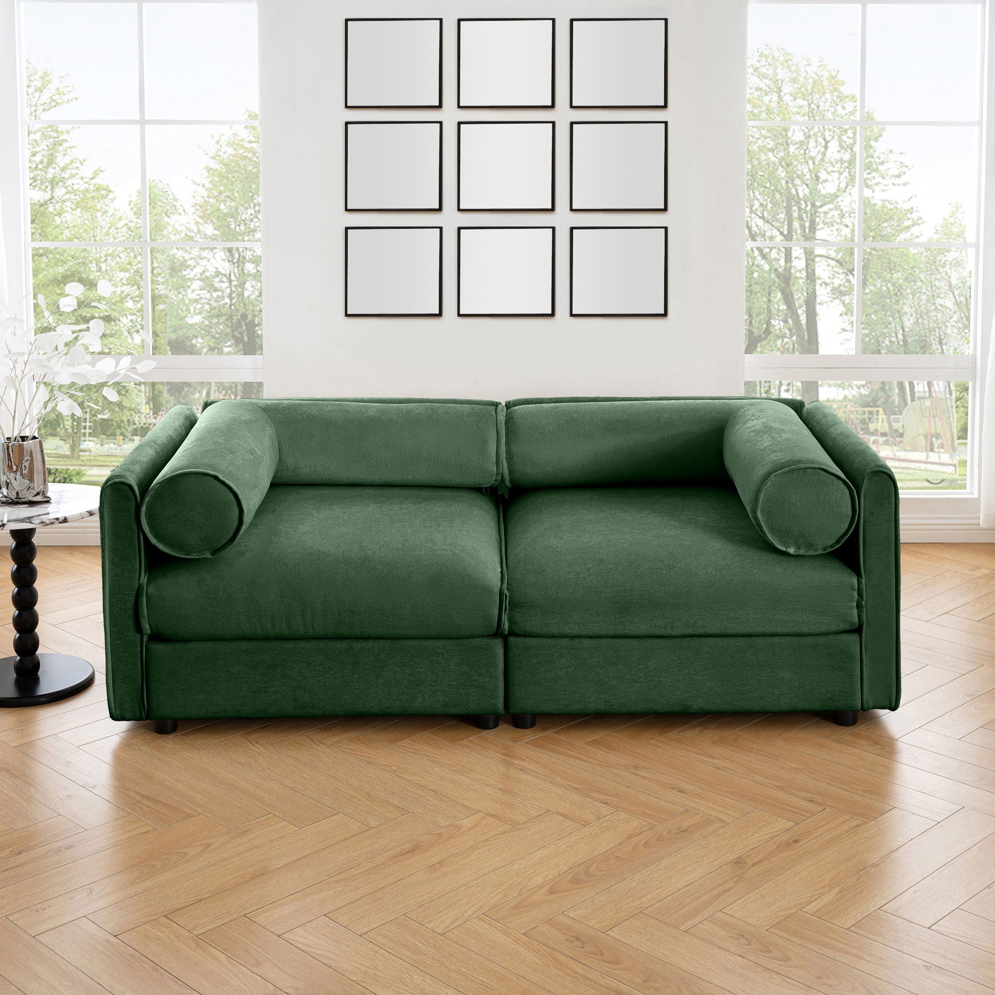 Stylish Chenille Sofa With Storage Seat And Cylindrical Backrest - Best Buy Furniture