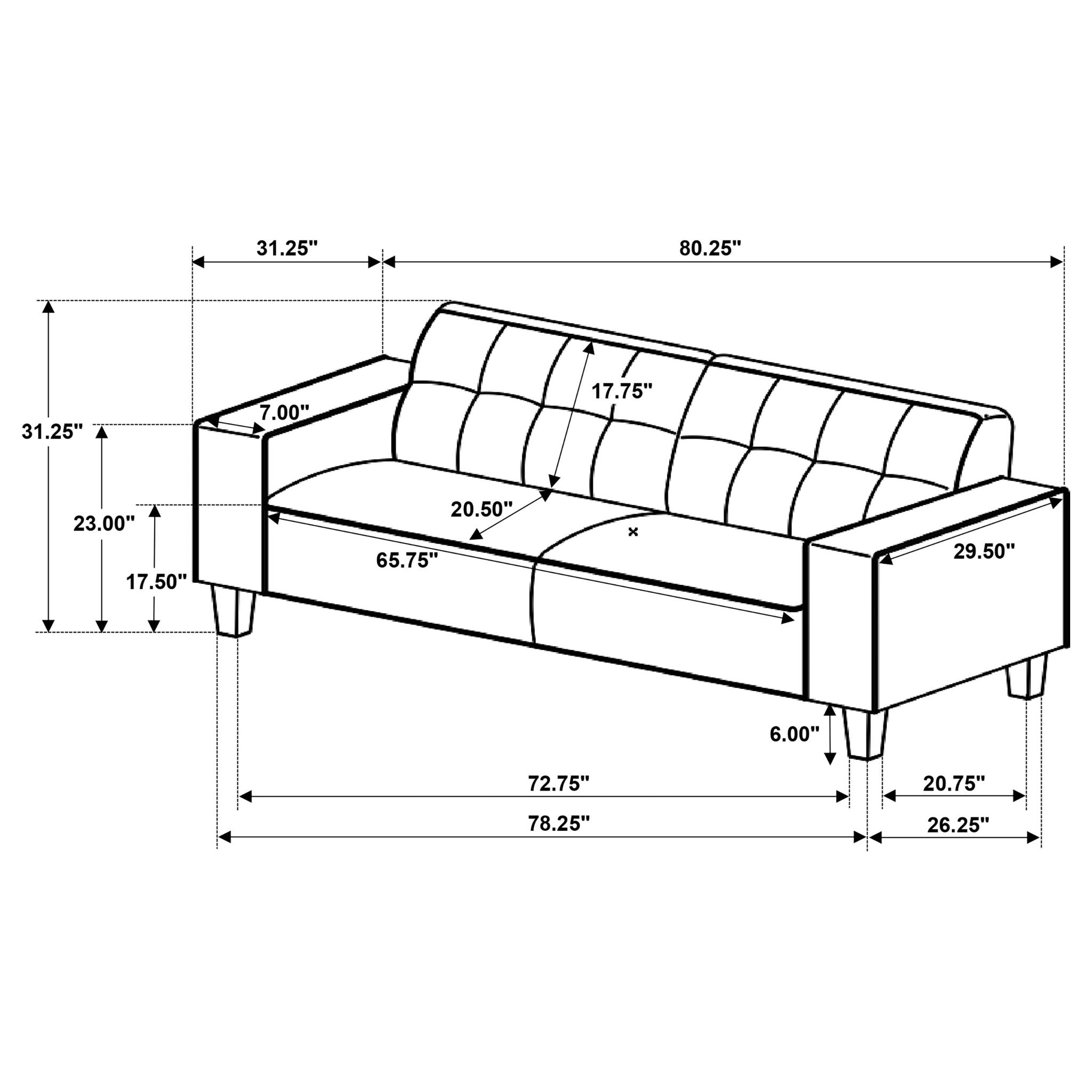 Xana - 2 Piece Upholstered Track Arm Sofa Set - Greige