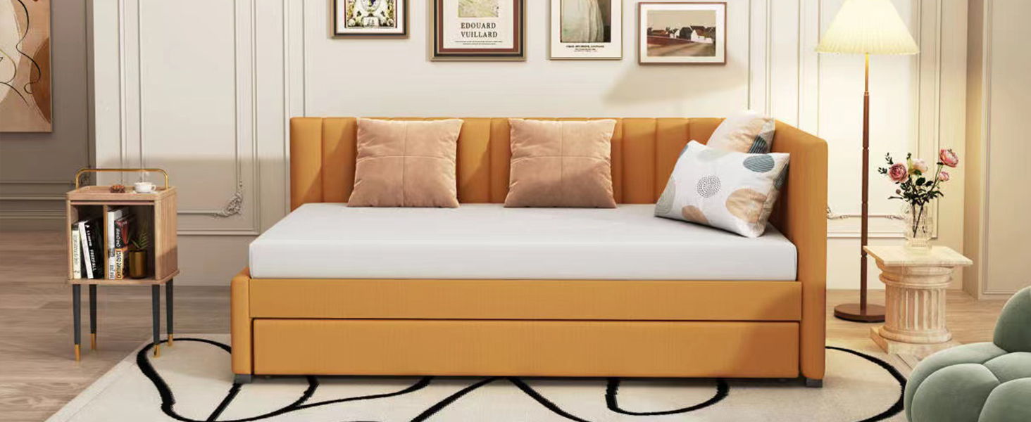 Upholstered Daybed, Sofa Bed Frame, No Box Spring Needed