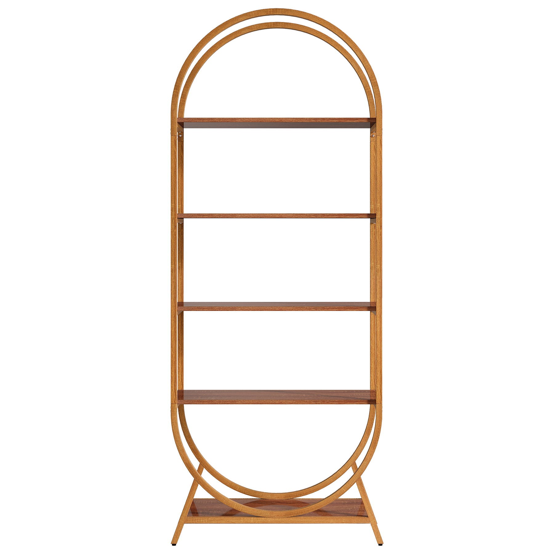 Arched 5 Tier Open Bookshelf For Office - Brown