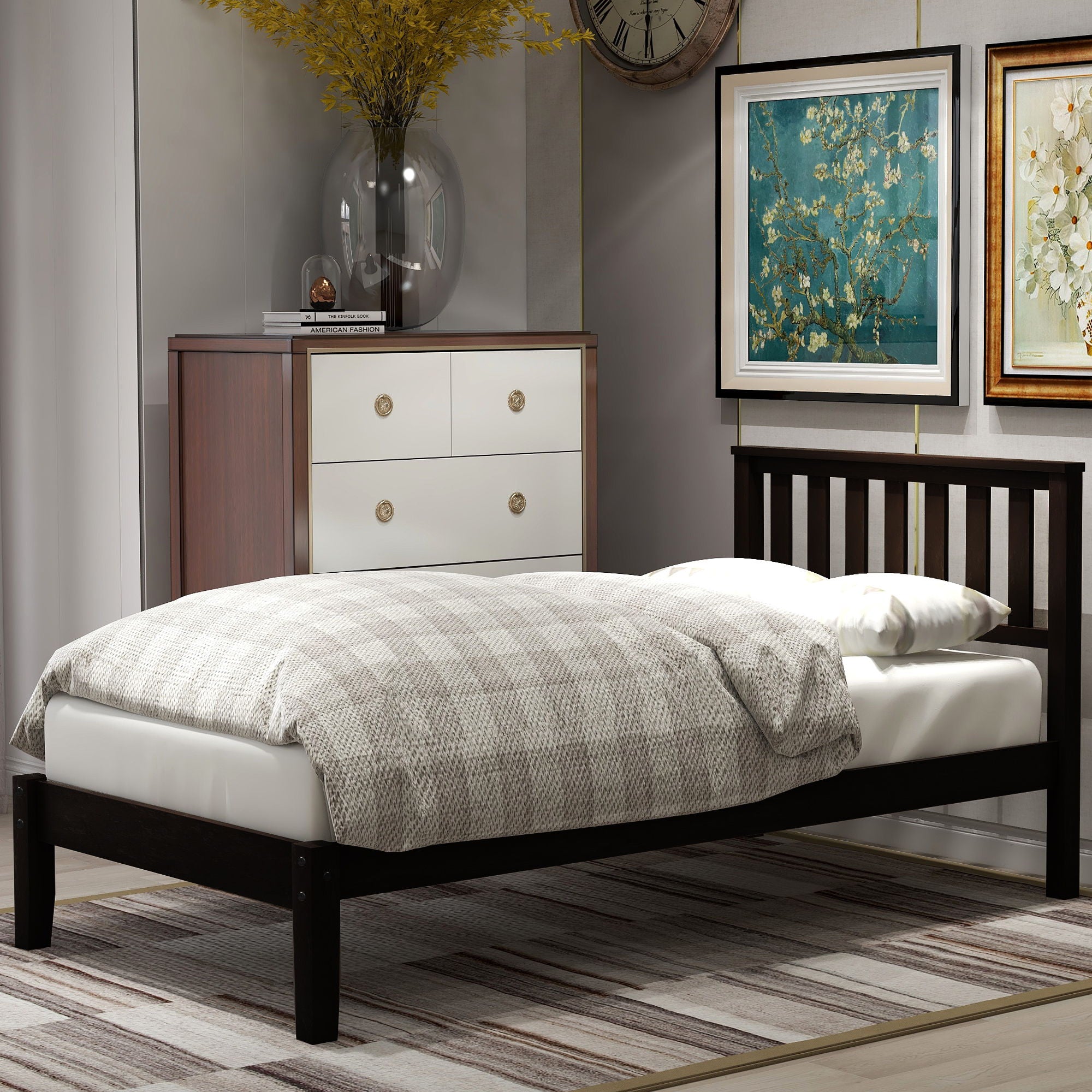 Platform Bed With Headboard, Footboard, Slat Support