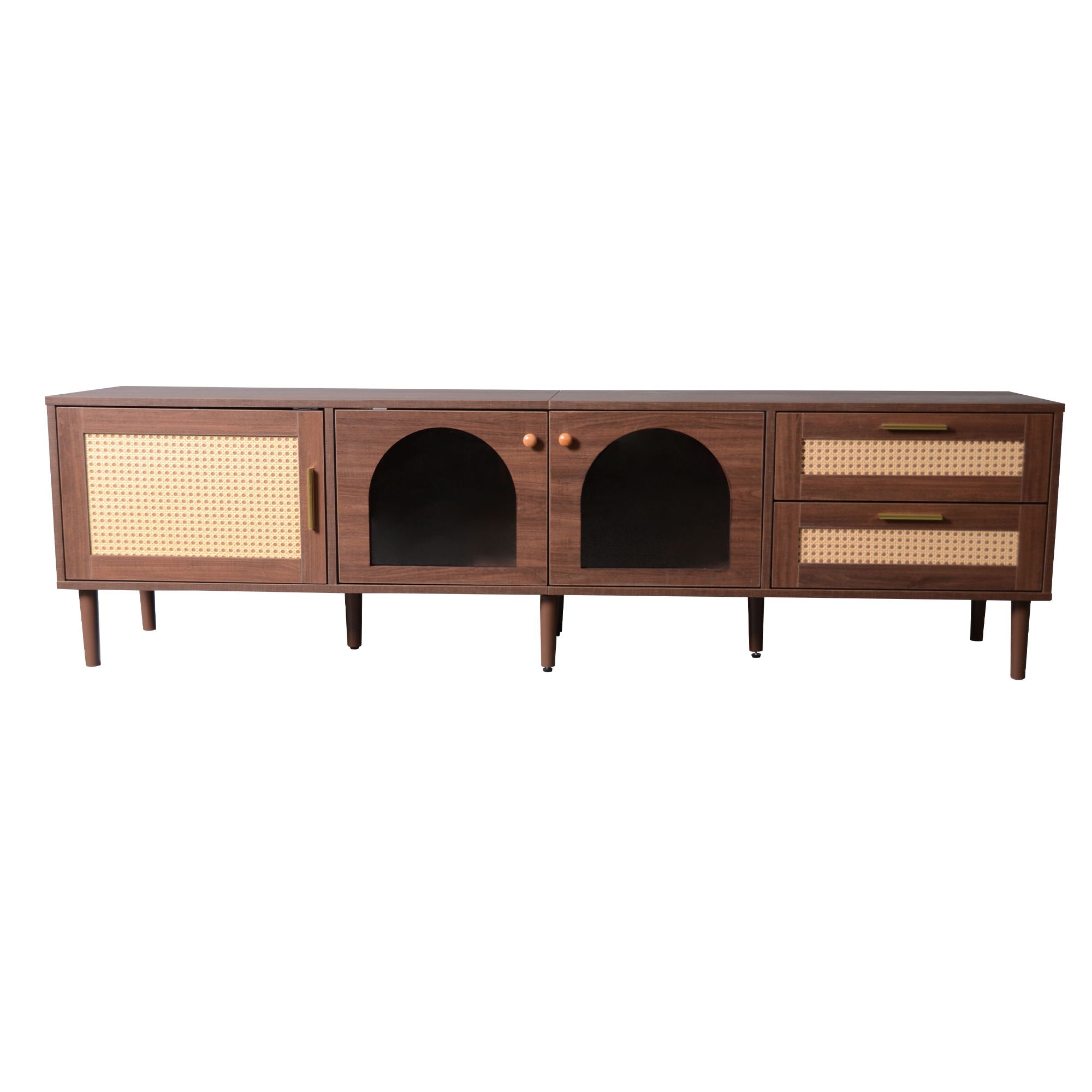 TV Stand With App-Controlled LED Lights, 2 Drawers & Door Storage