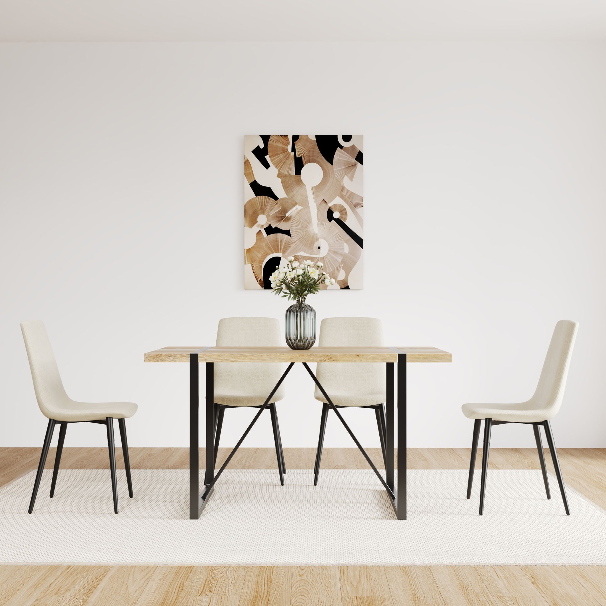 Modern Upholstered Dining Chairs With Cushion Seat And Sturdy Legs (Set of 4)