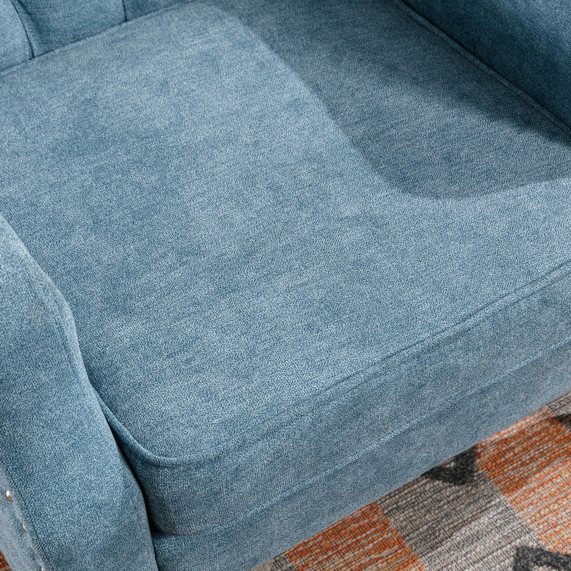 Accent Chair, Living Room Chair, Footrest Chair Set With Vintage Brass Studs, Button Tufted Upholstered Armchair For Living Room, Comfy Reading Chair For Bedroom, Reception Room - Best Buy Furniture