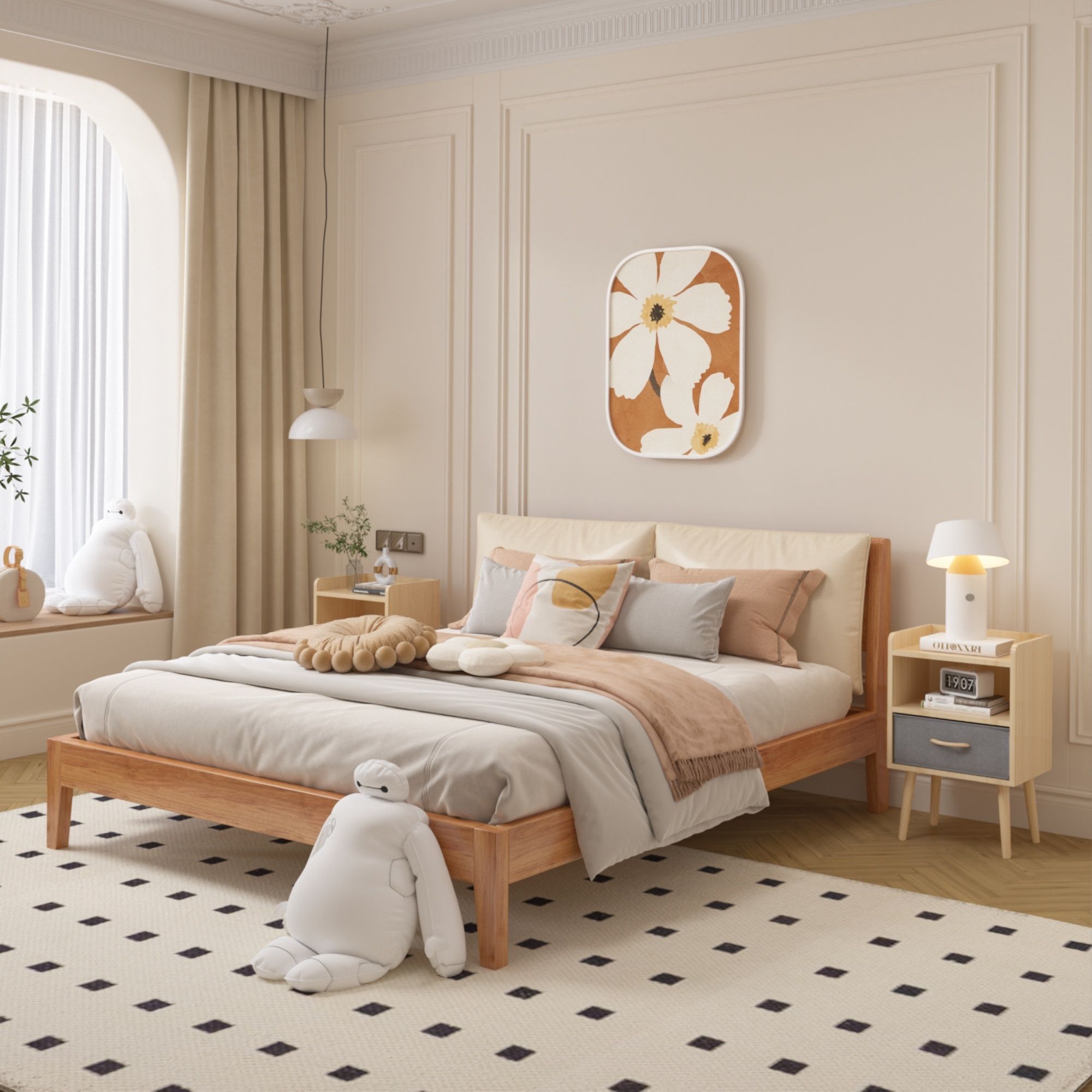 Nightstand With Collapsible Drawer, 2 Tier Storage End Table For Bedroom