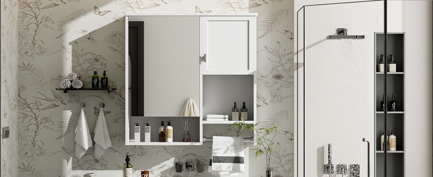 Modern Wall Mounted Bathroom Medicine Cabinet, Bathroom Wall Storage Cabinet With Mirror