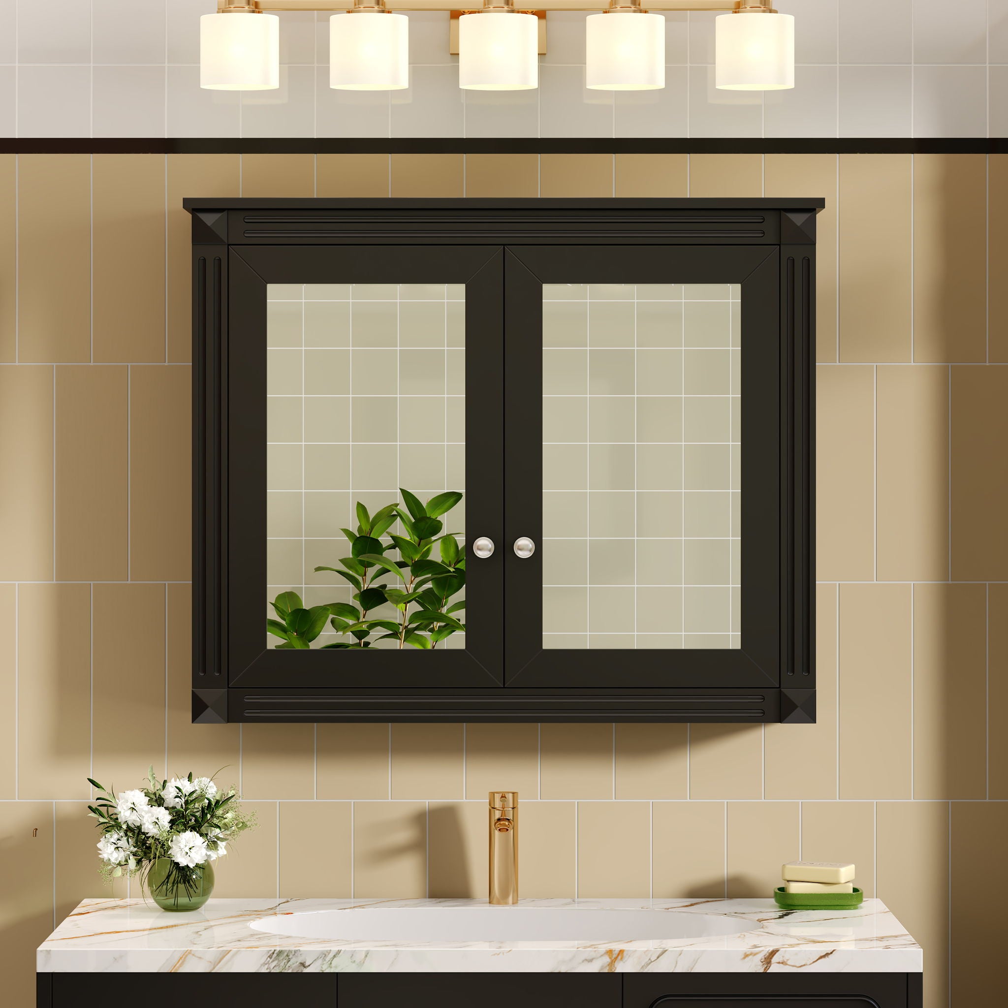 Wall-Mounted Medicine Cabinet With 2 Mirrors, Adjustable Shelves