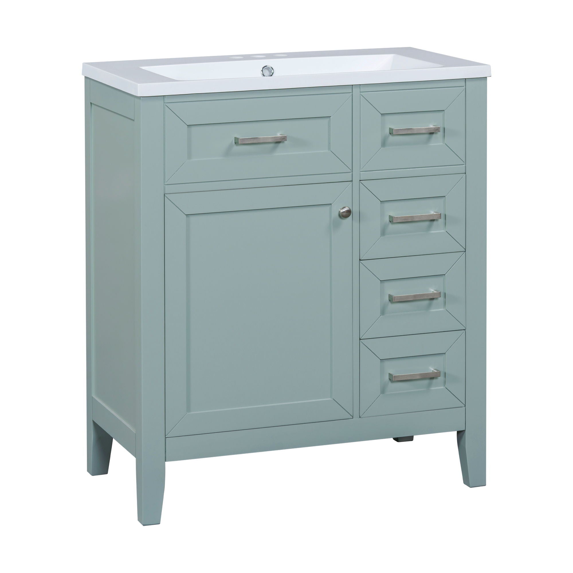 30" Bathroom Vanity With Sink Combo, Bathroom Cabinet With Drawers - Green