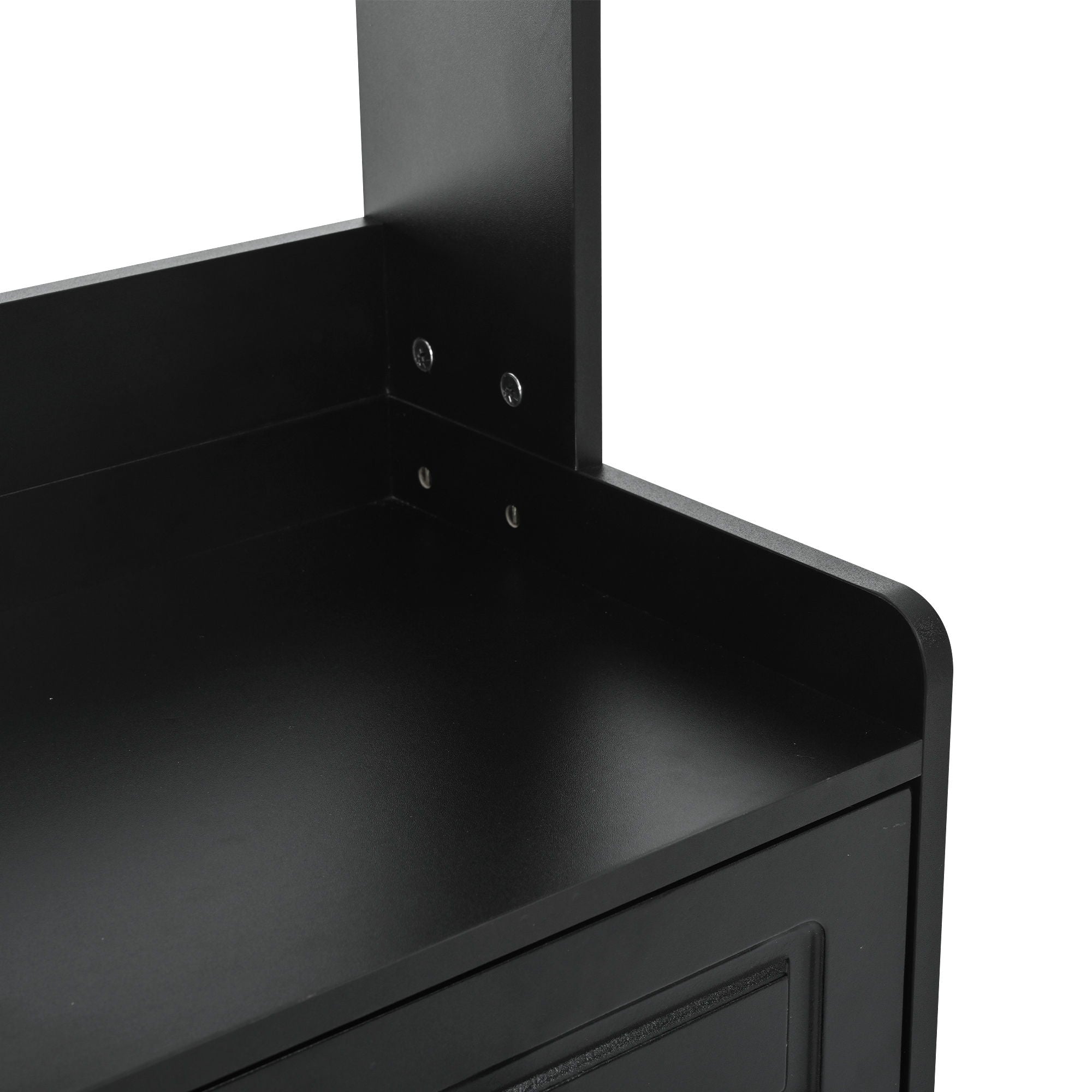 Minimalist 4 Door Shoe Cabinet With Coat Rack, 3 Drawers, 8 Shelves, Metal Hooks And Handles