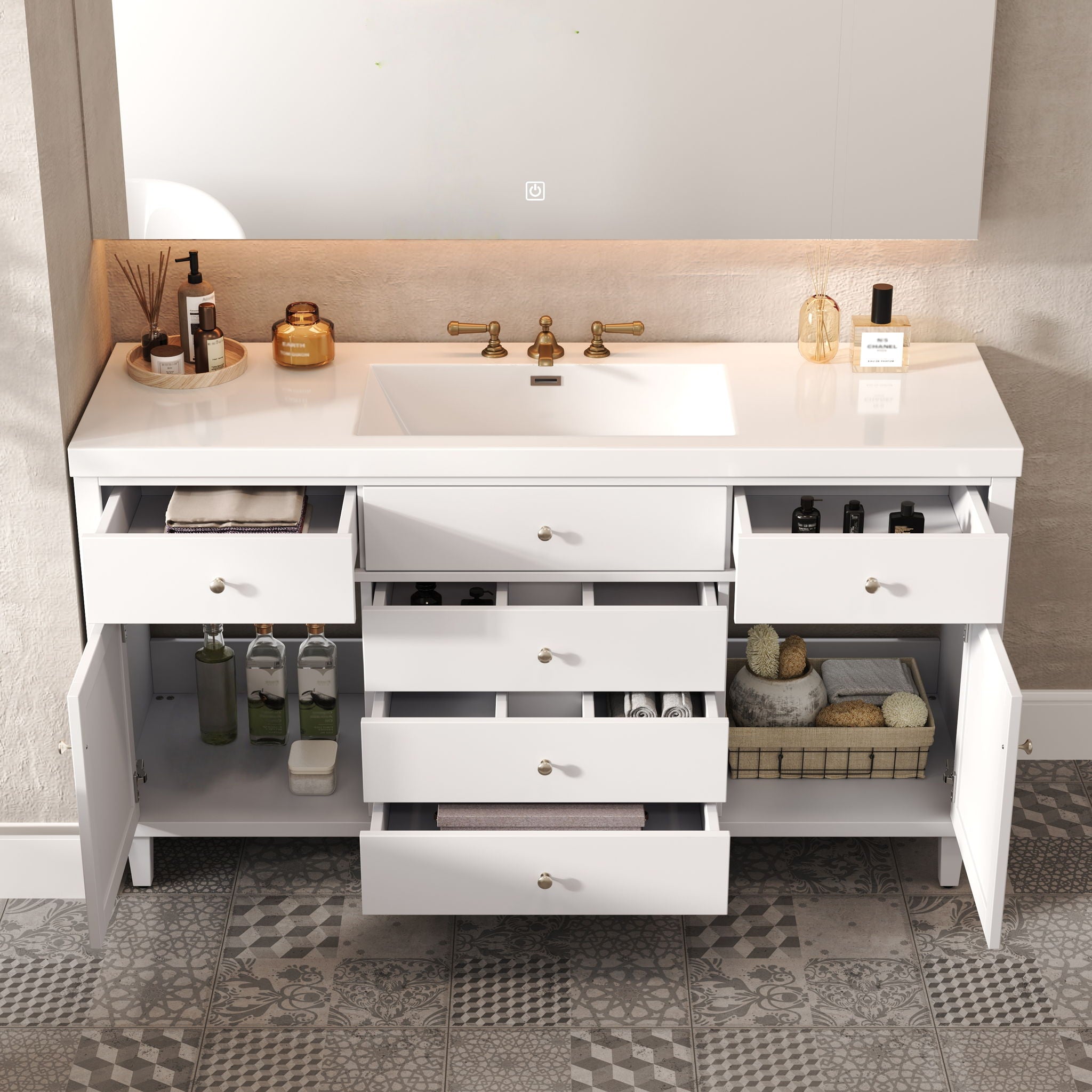 Modern Bathroom Vanity With Sink, Soft Close Drawers
