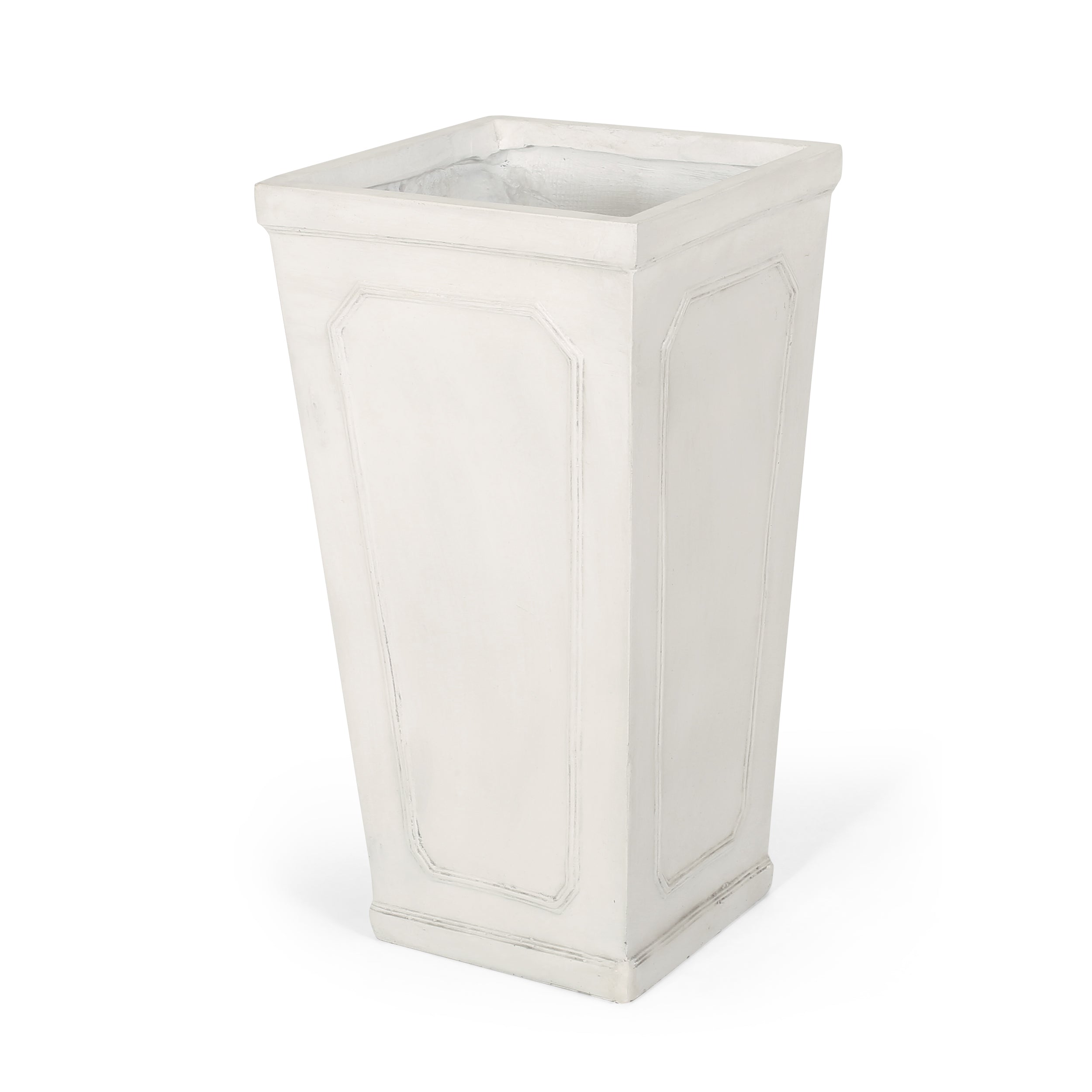 16" x 30.5" Outdoor MGO Planter with Antique White Finish