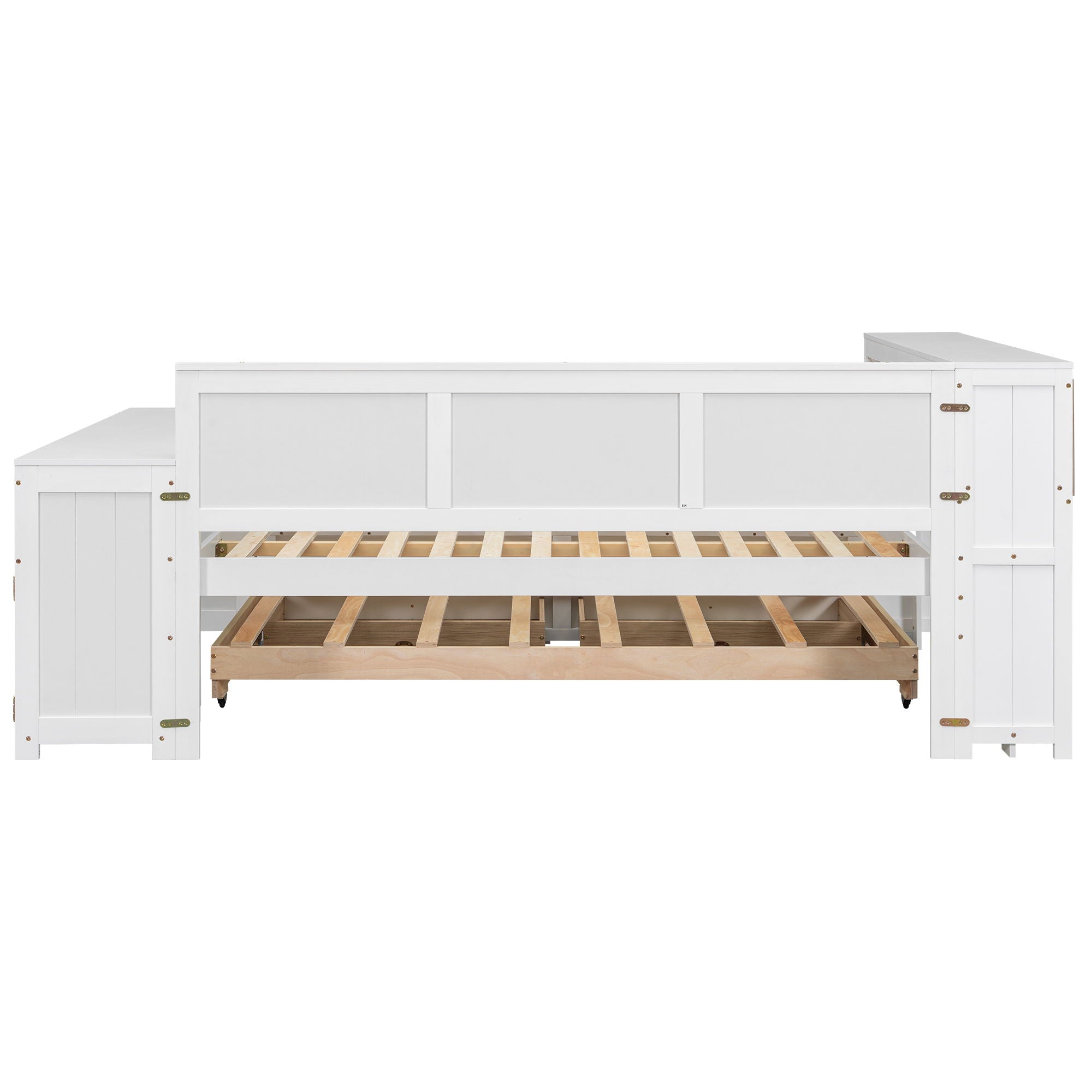 Daybed With Storage Shelves, Drawers, Trundle, Charging Station, LED Light, Desk And Cabinet