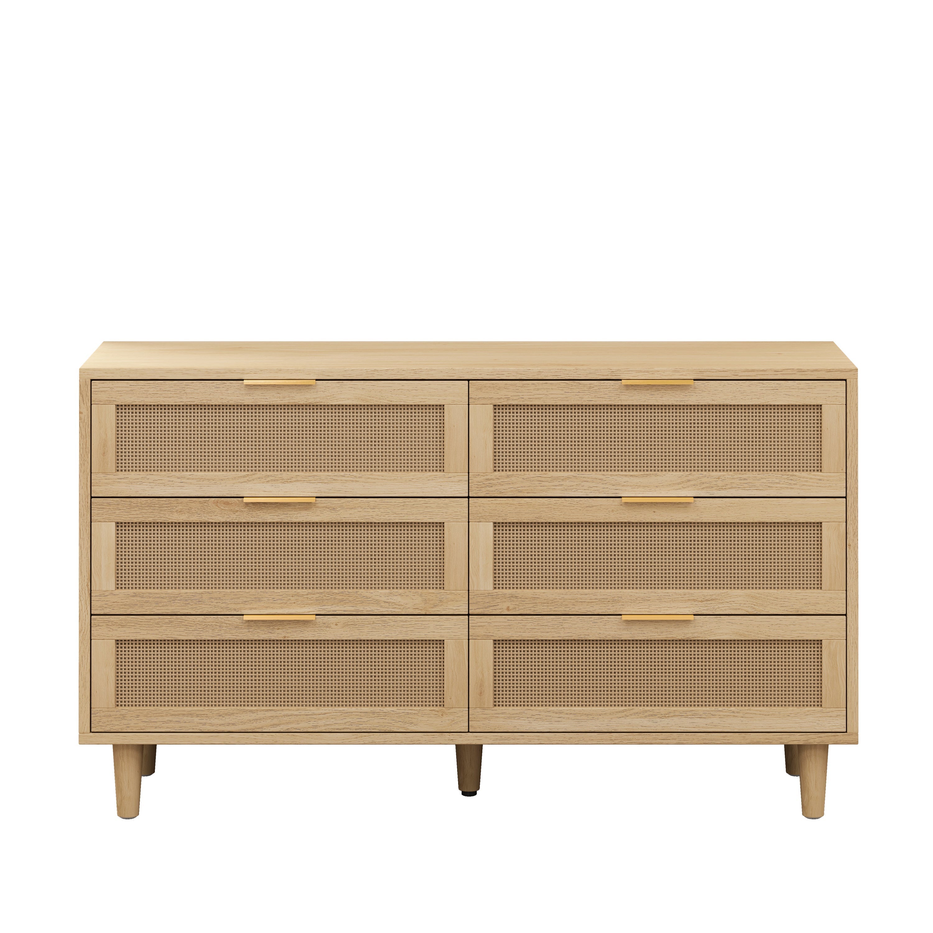 51.18' 6-Drawer Rattan Storage Cabinet Natural