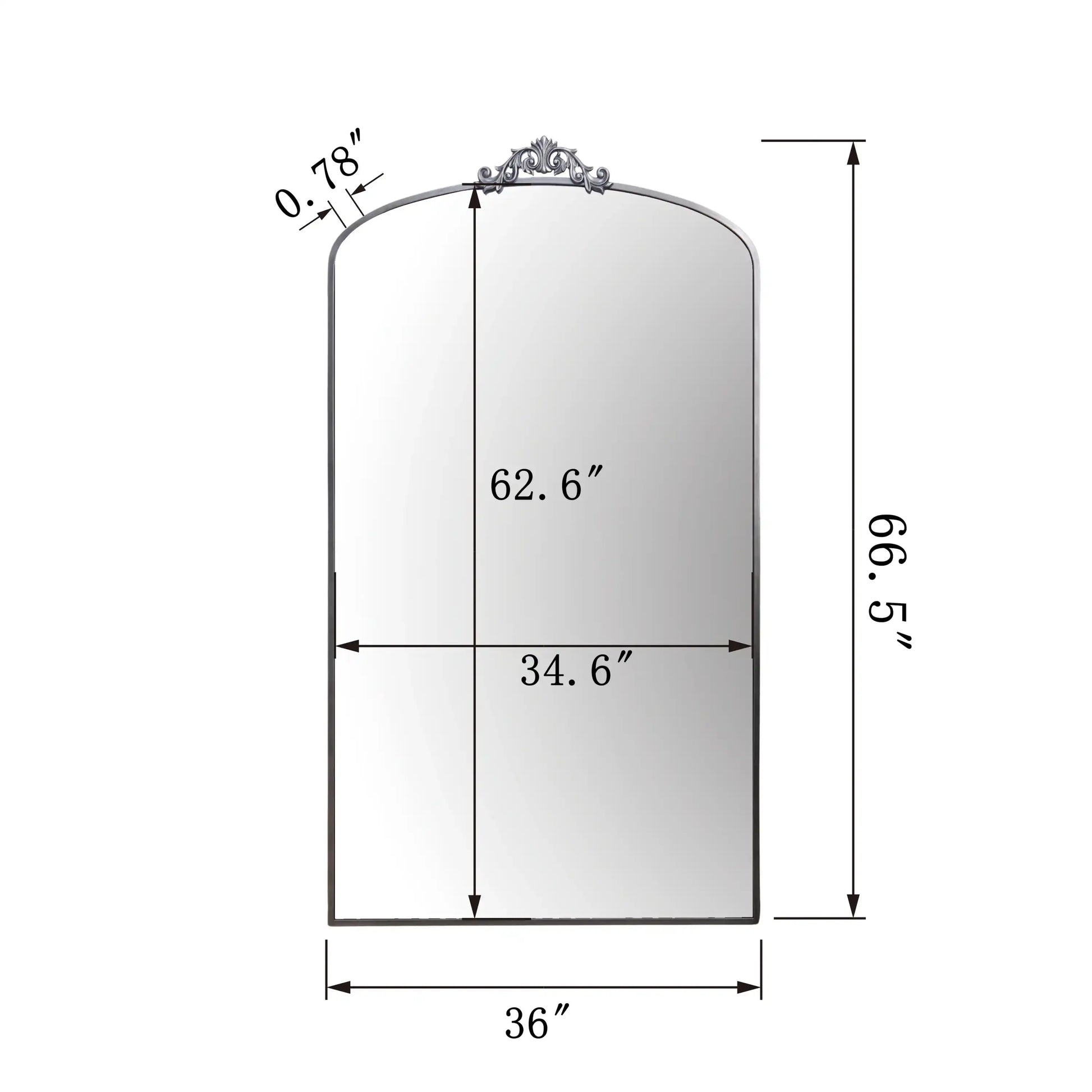 36x66 Vintage Arched Floor Mirror, Metal Frame, Antique Silver - Best Buy Furniture