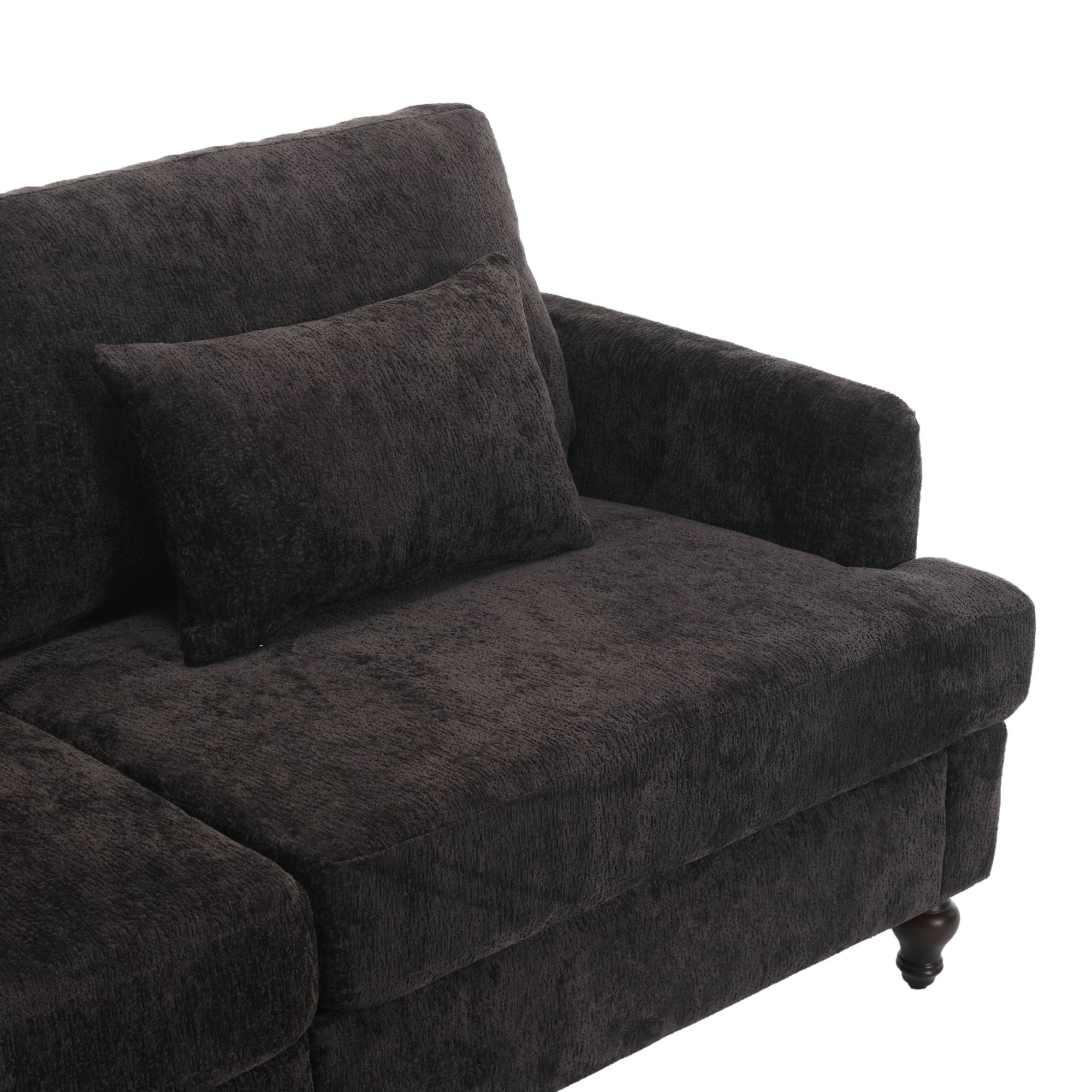 Mid Century Modern Chenille Fabric Loveseat Sofa, 2 Seat Upholstered Couch