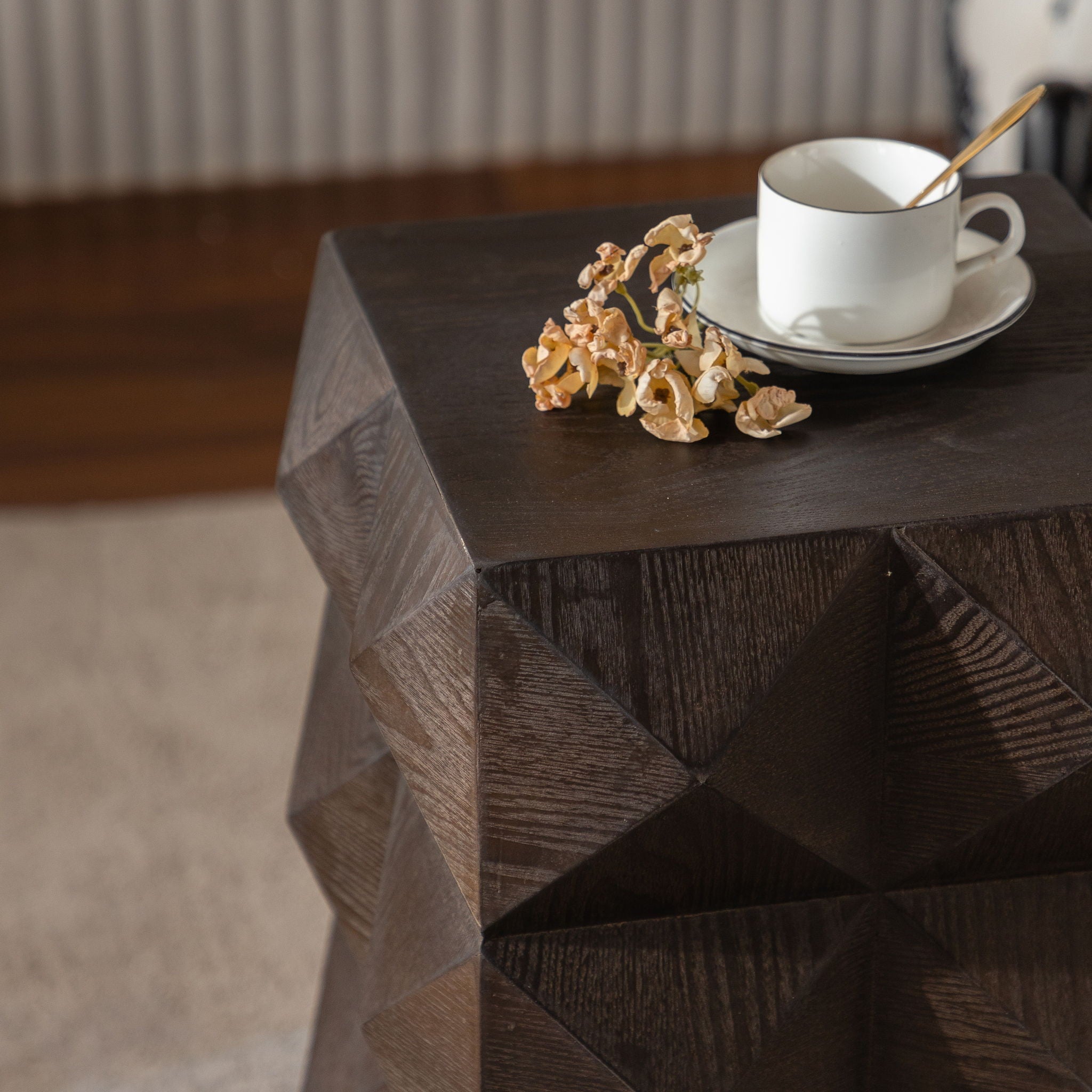 Side Table With 3D Embossed Pattern Design