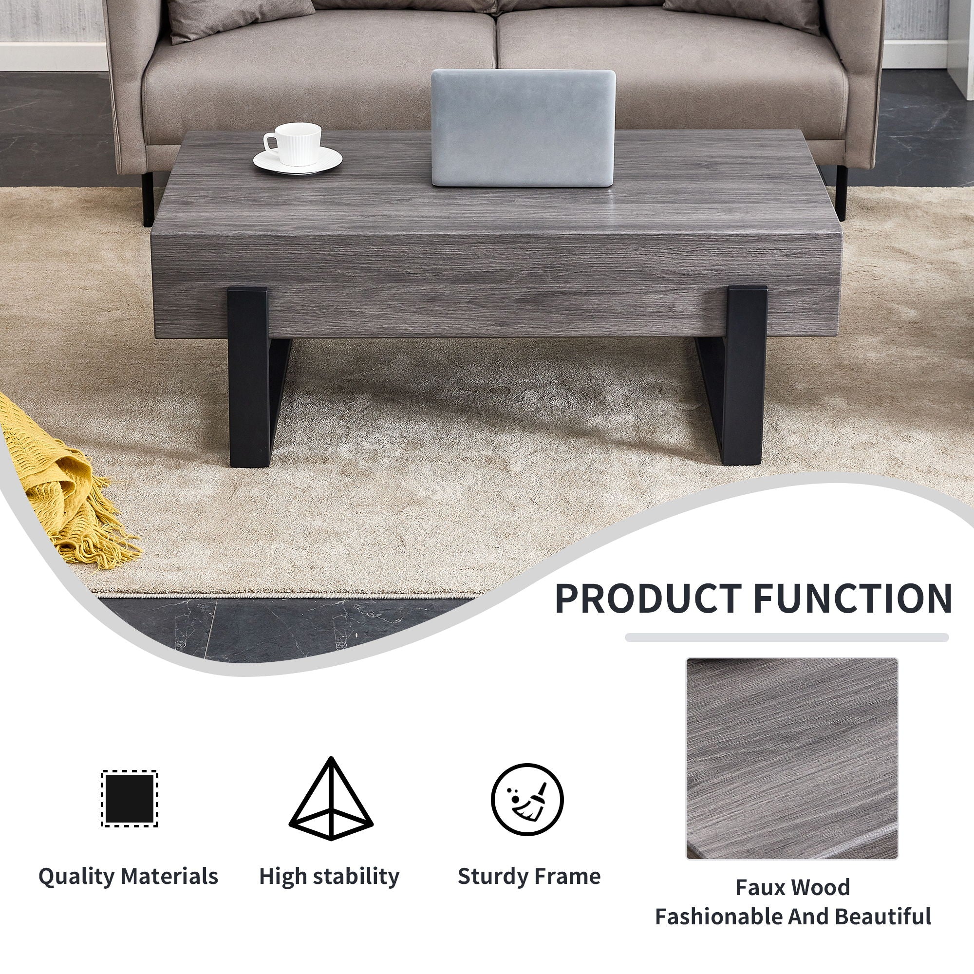 Rustic Coffee Table With Metal Legs
