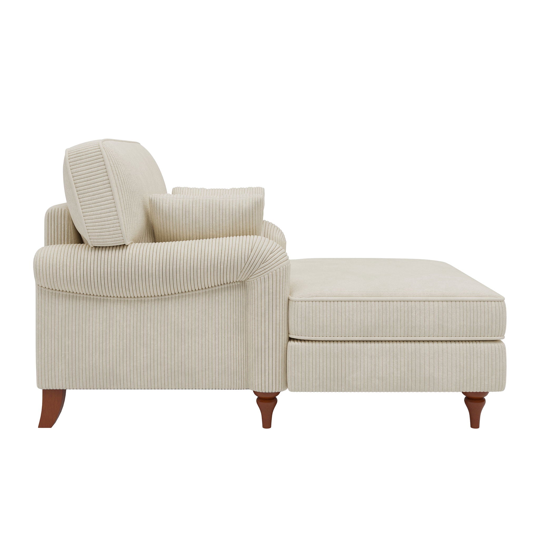 Oversized Chaise Lounge Chair Indoor With 2 Comfy Pillows Rolled Arms Corduroy Fabric Sleeper Sofa Chair For Living Room Bedroom - Beige