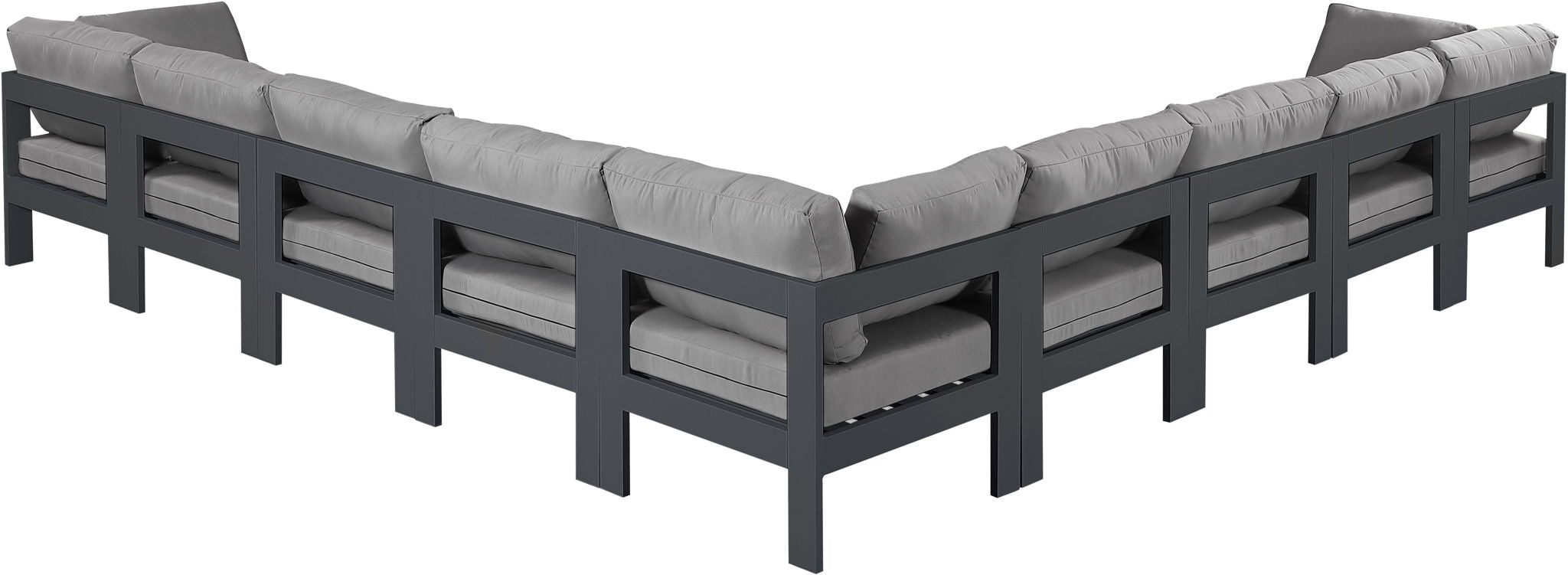 Nizuc - Outdoor Patio 9 Piece Modular Sectional With Gray Frame