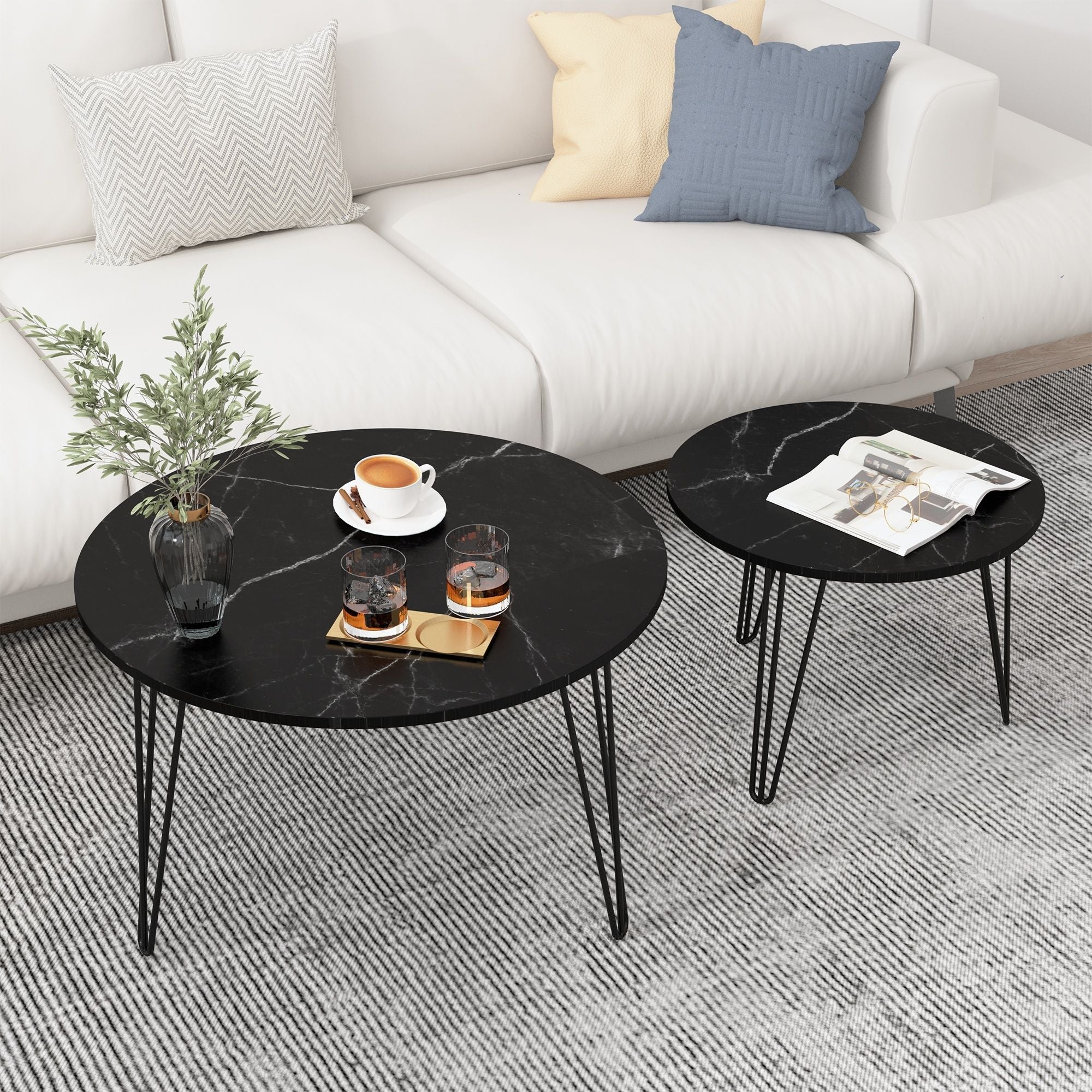 Round Nesting Coffee Table For Living Room (Set of 2)