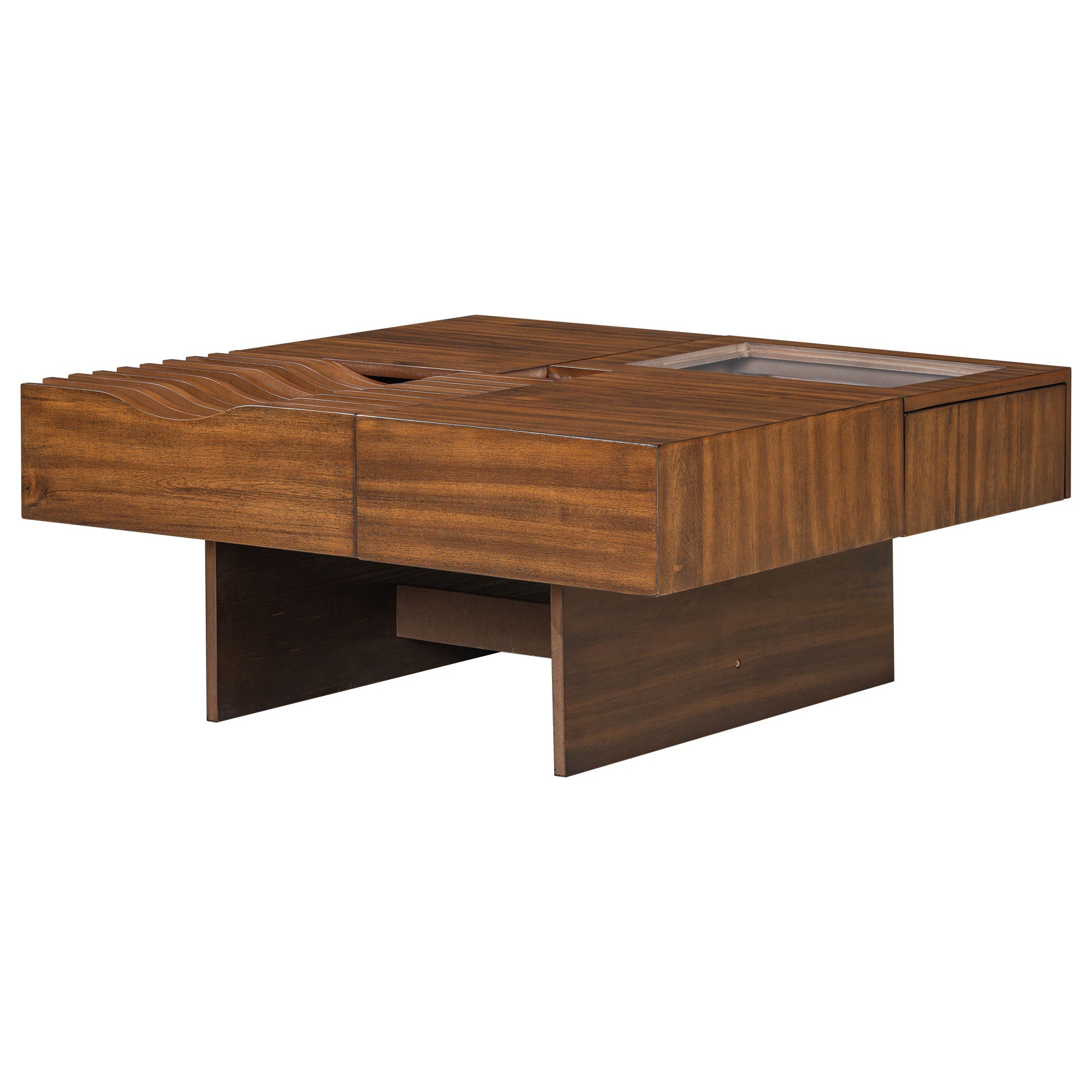 Unique Square Coffee Table With 3 Drawers