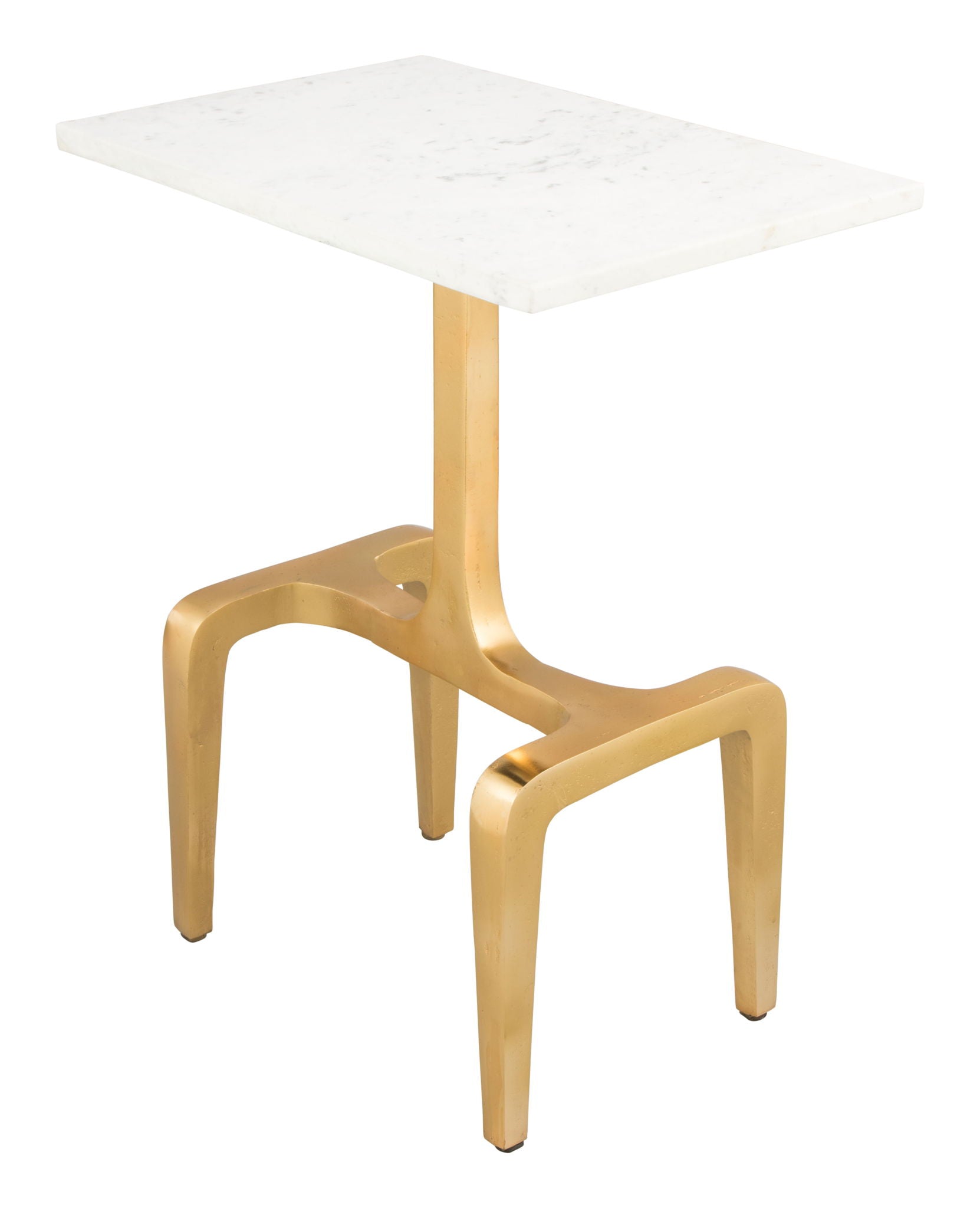 Clement - Marble Side Table - White & Gold