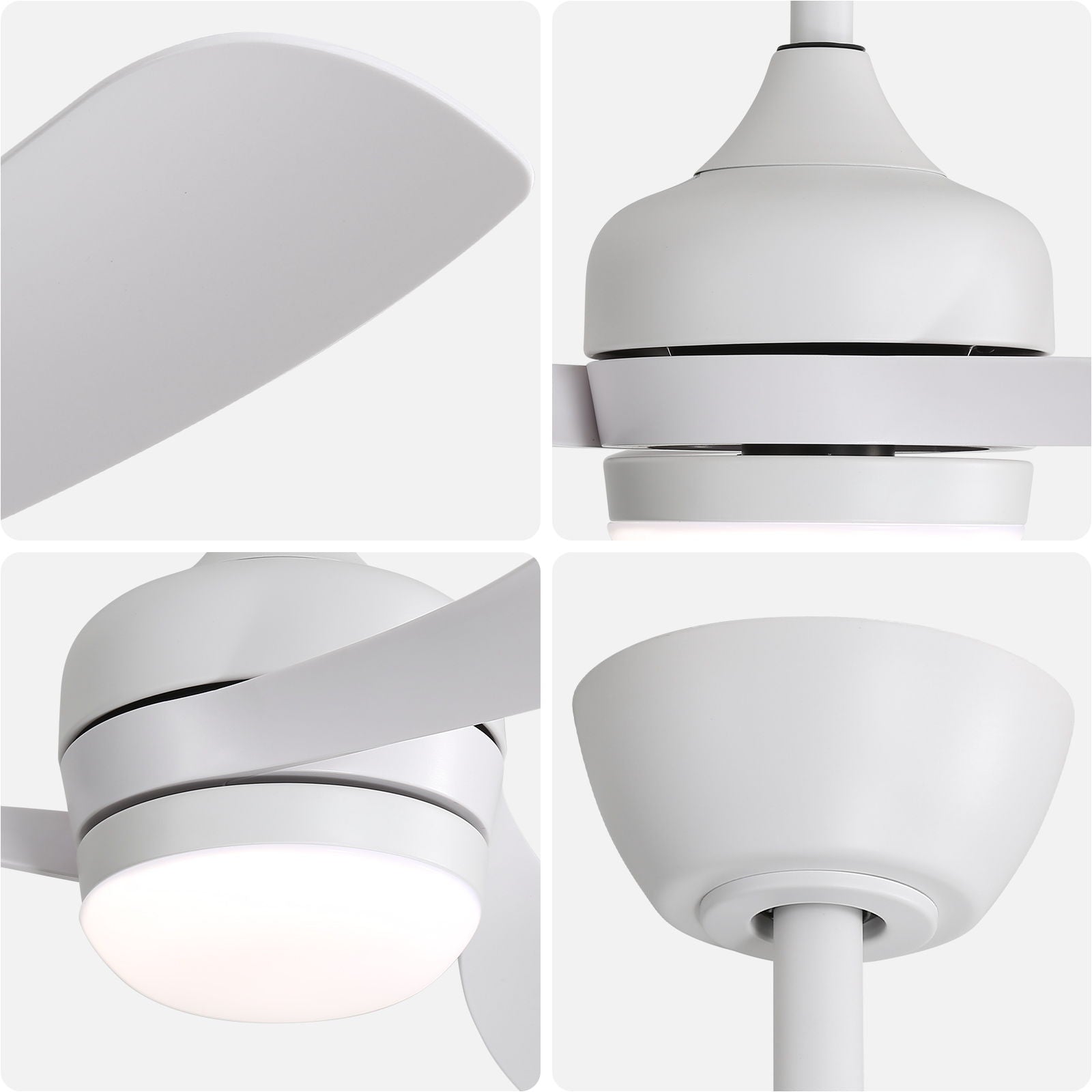 Ceiling Fan With 3 Blades, Remote Control, Reversible DC Motor, Noiseless Operation, 3 Downrods