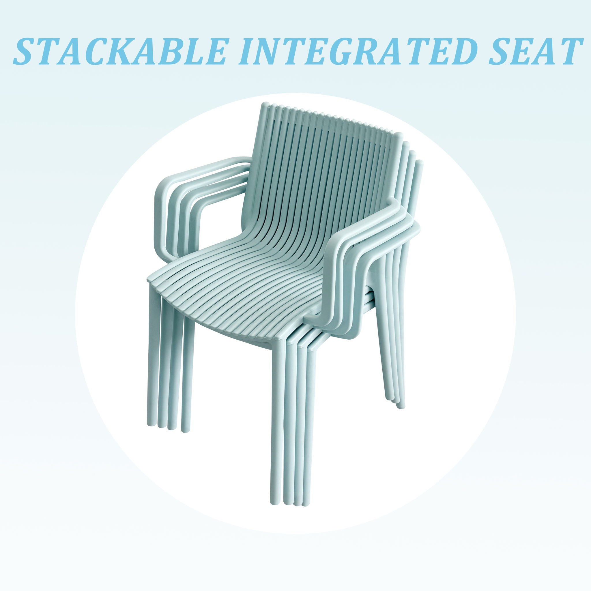 4 Piece Stackable Single Chairs With Vertical Stripe Design For All Weather