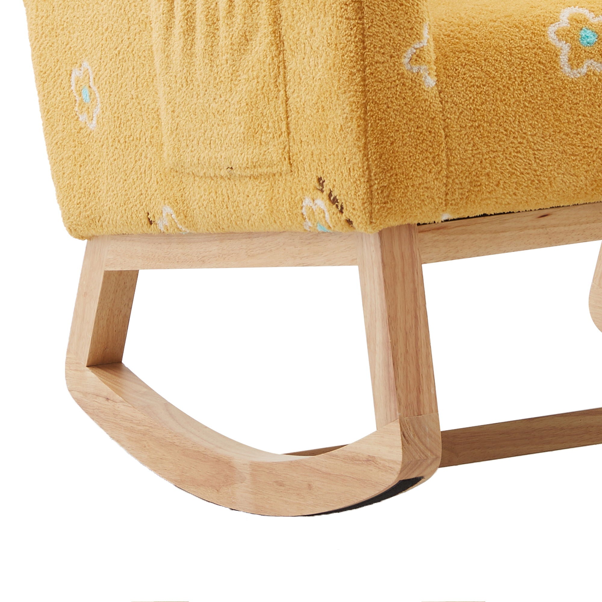 Modern Accent Rocker Armchair With Side Pocket, Upholstered High Back