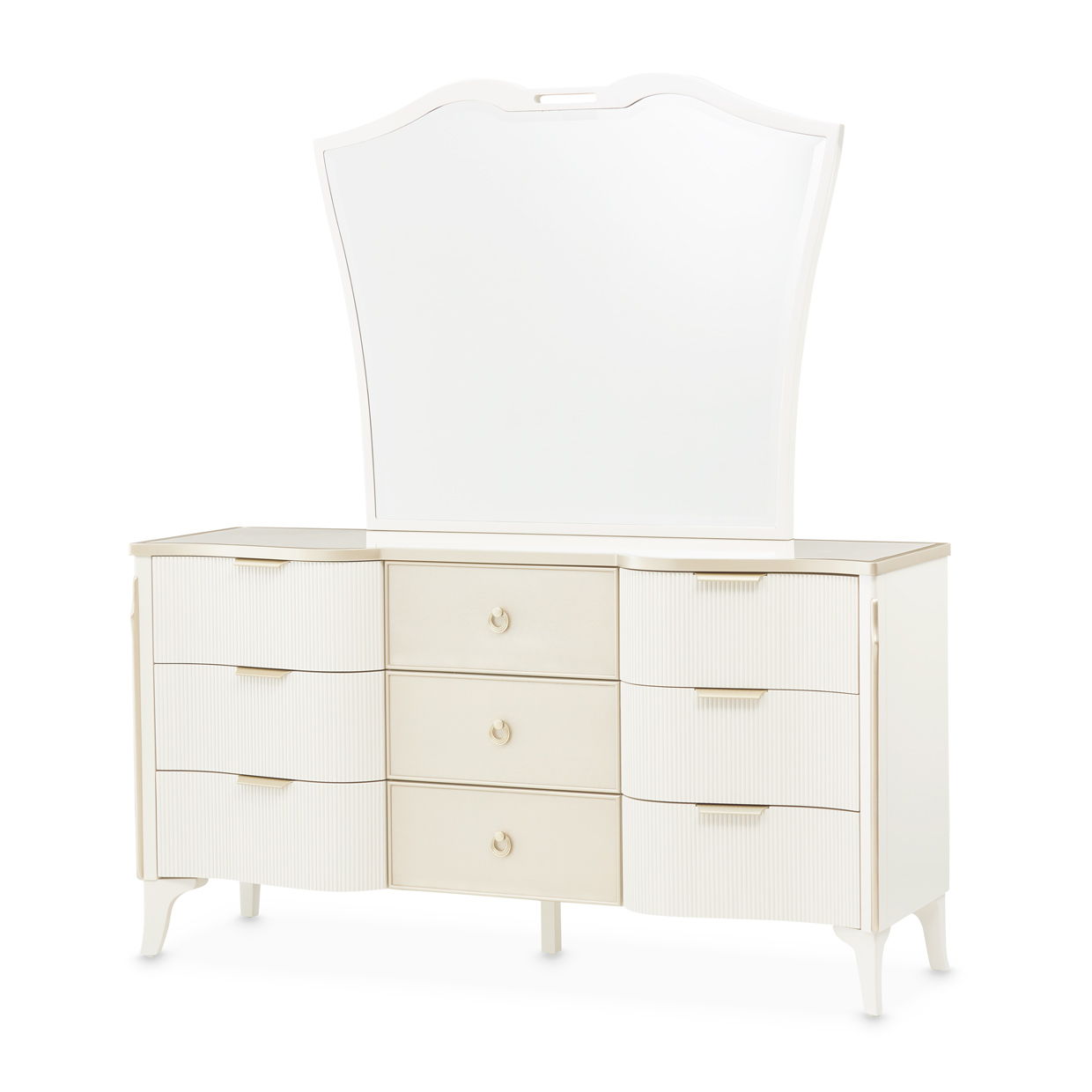 La Marisia - Dresser With Mirror - Creamy Pearl