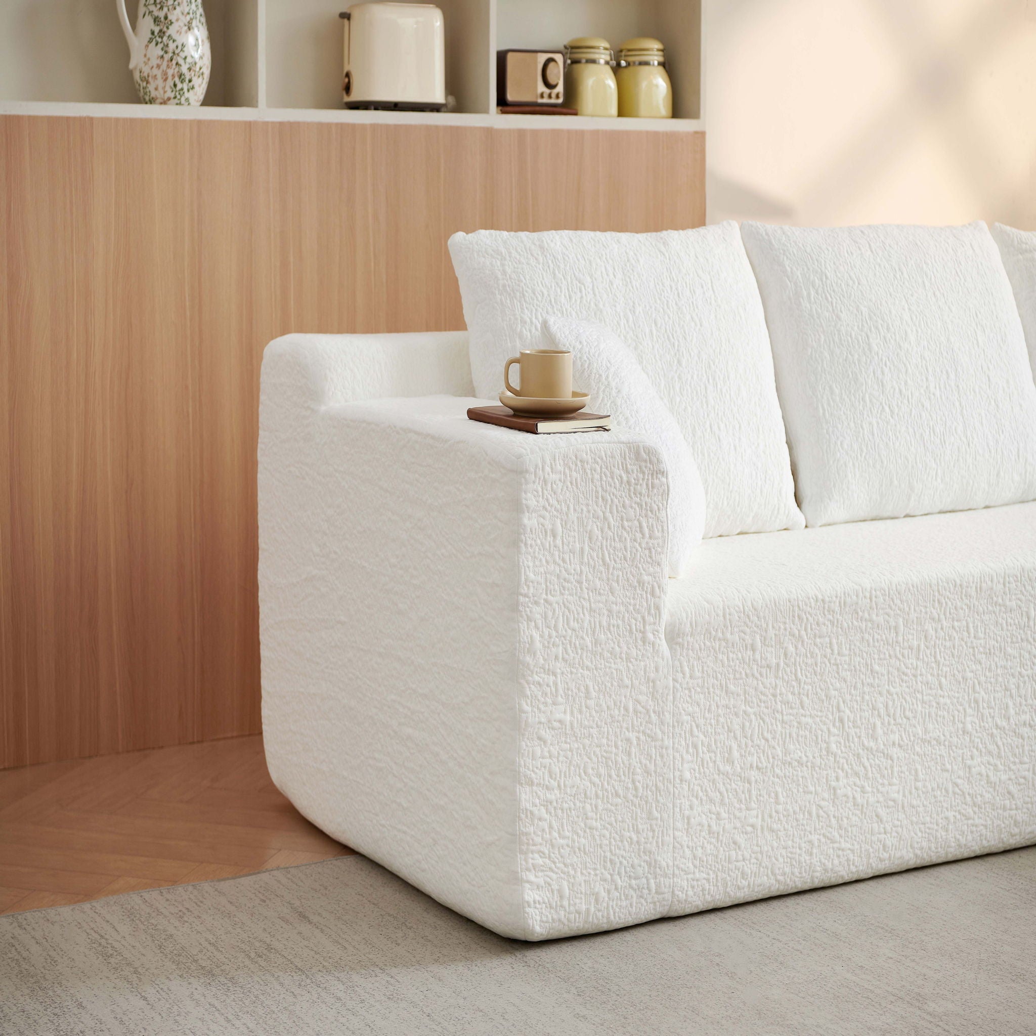 Cloud Sectional Couch With L Shape Chaise, Deep Seat - White