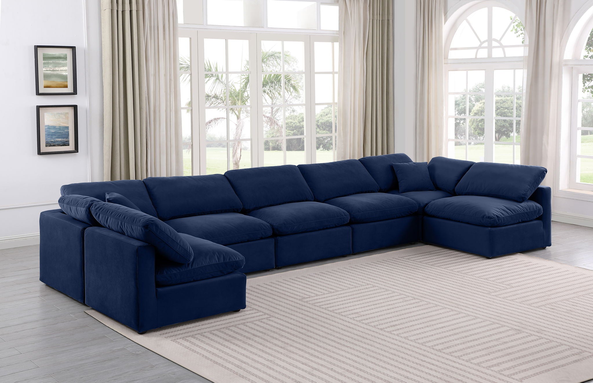 Indulge - Velvet 7 Piece Modular U-Shaped Sectional