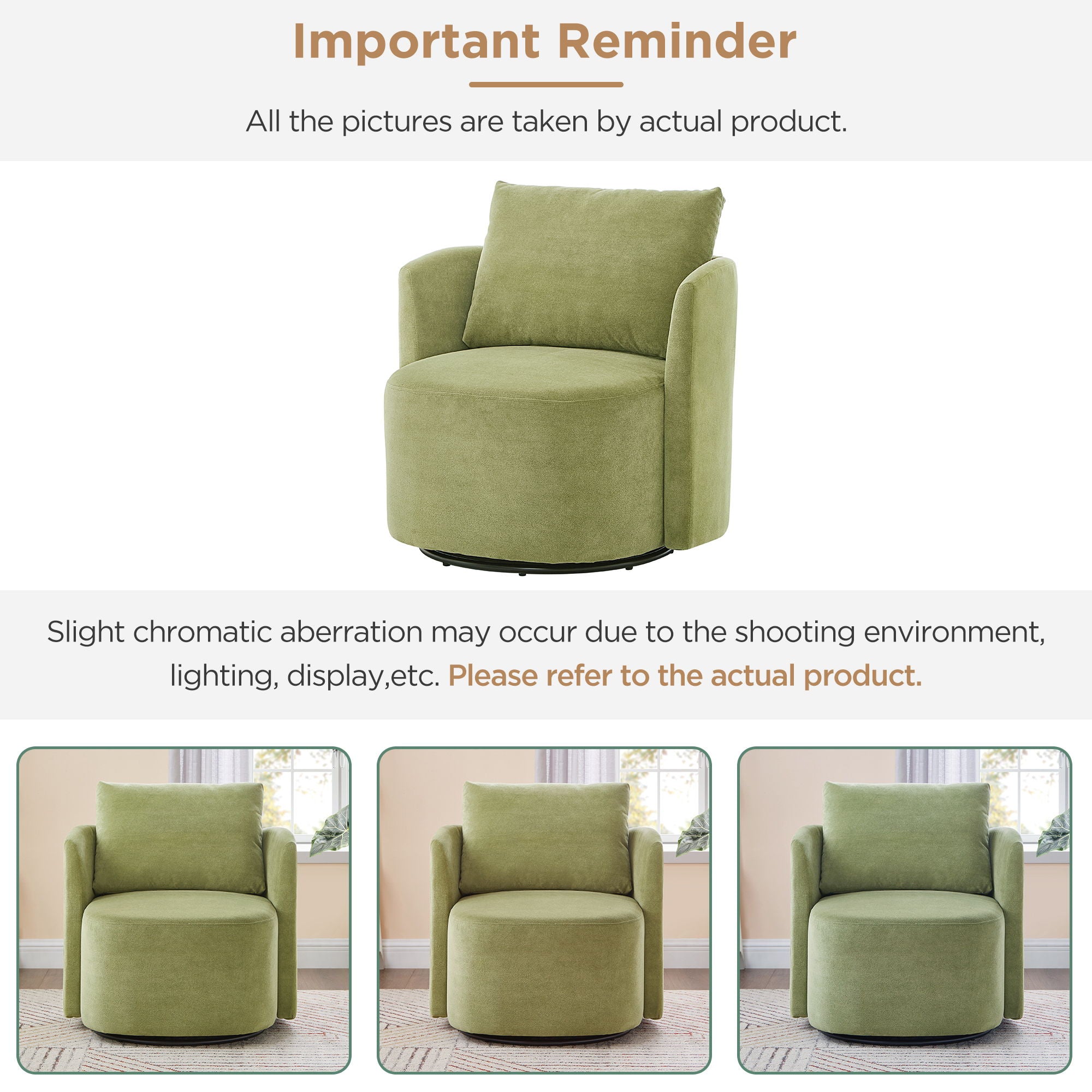 360° Modern Swivel Chair With Upholstered Curved Design