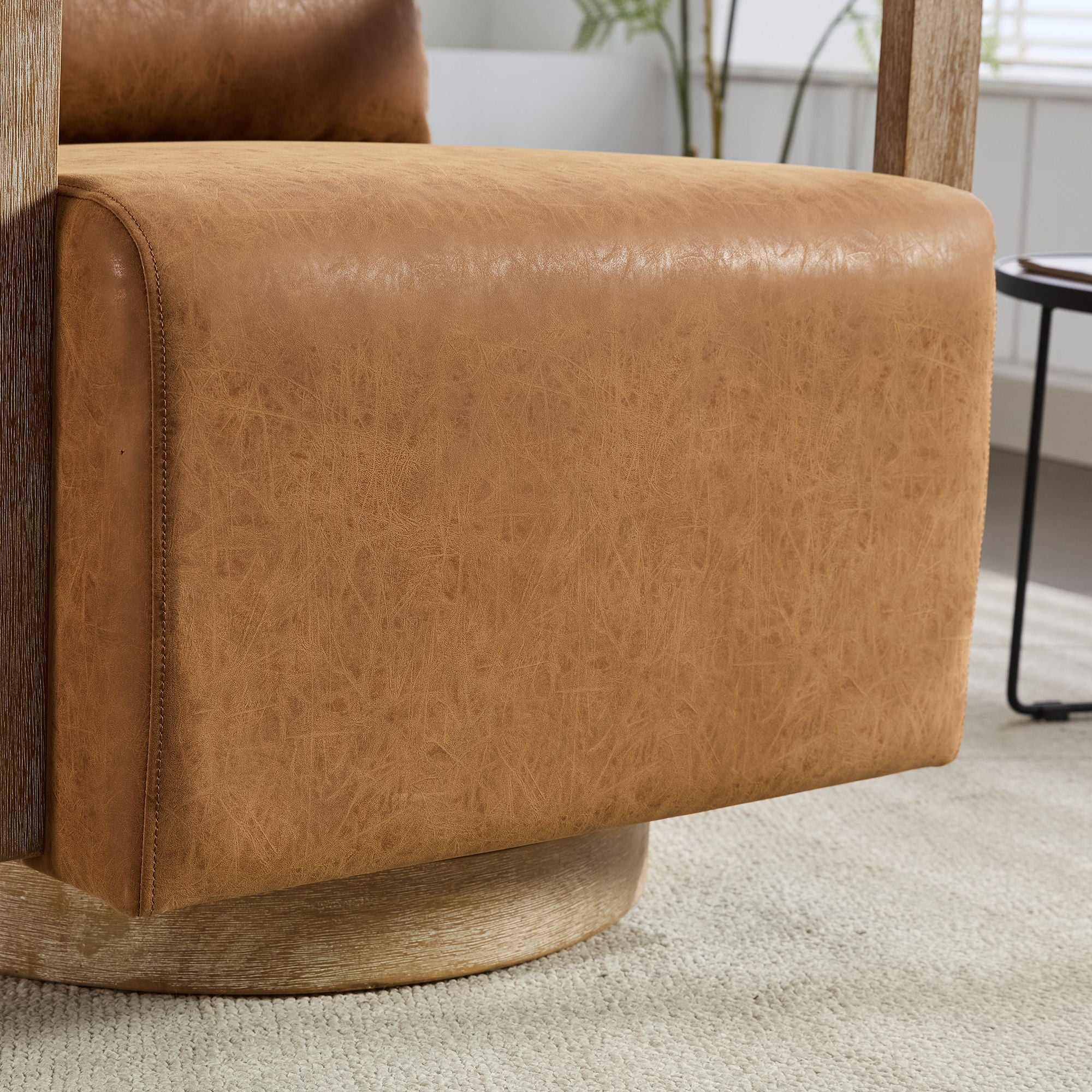 Swivel Modern Upholstered Accent Chair With Armrests