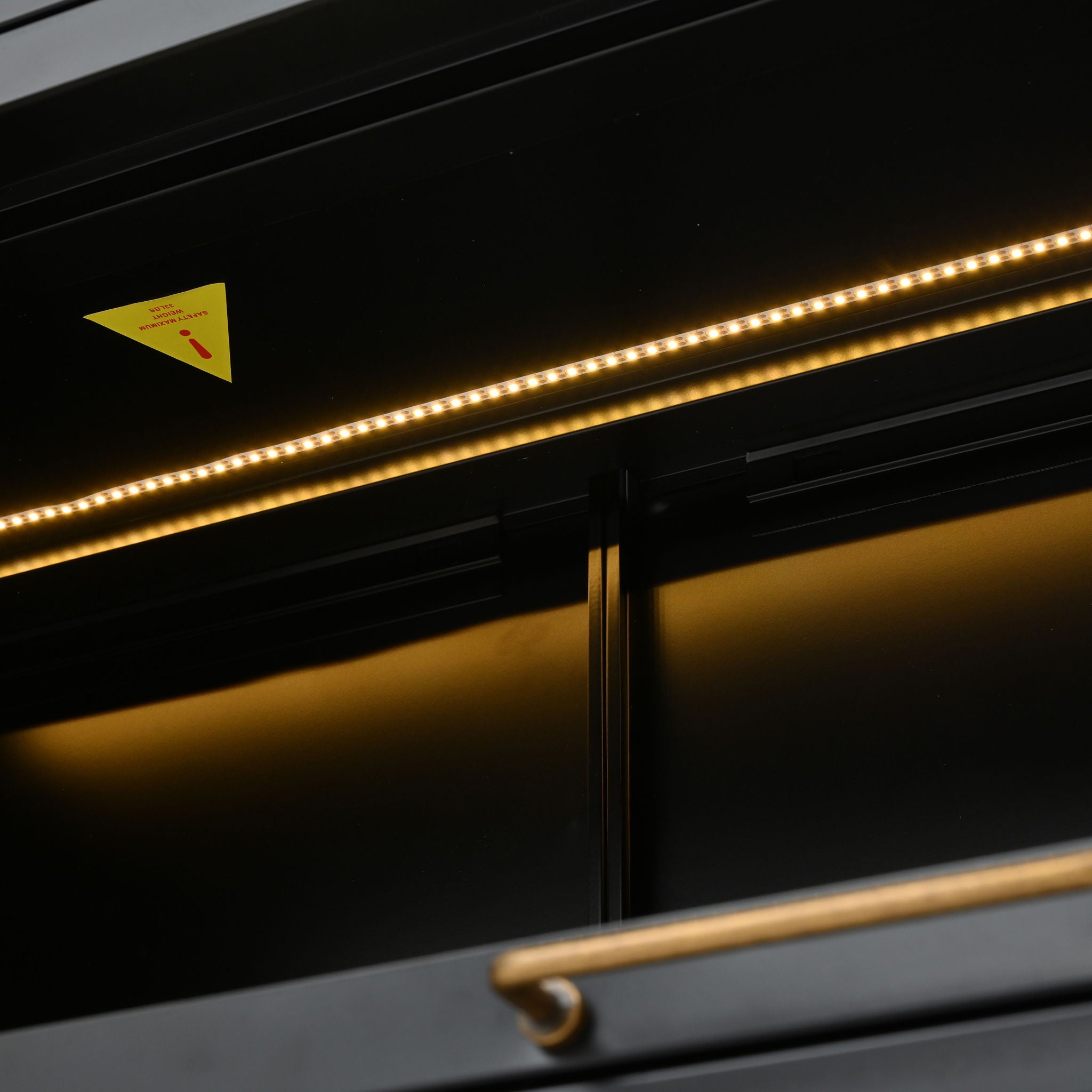 Modern Steel Display Cabinet With Glass Doors And LED Lights, 5 Tier Steel Barrister Bookcase For Home Or Office - Black - Best Buy Furniture