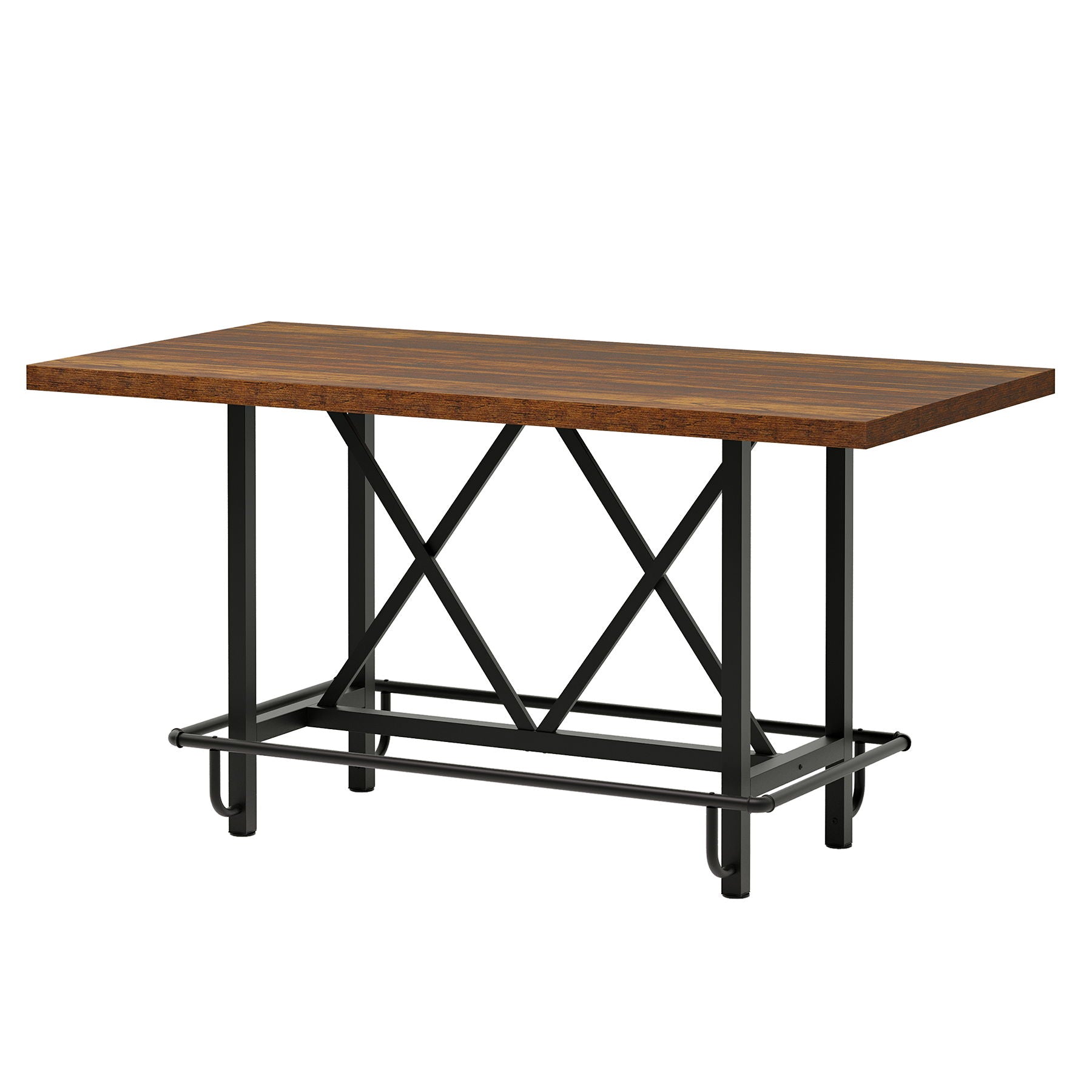 Counter Height Dining Rectangular Kitchen Table For 6 - Brown / Black
