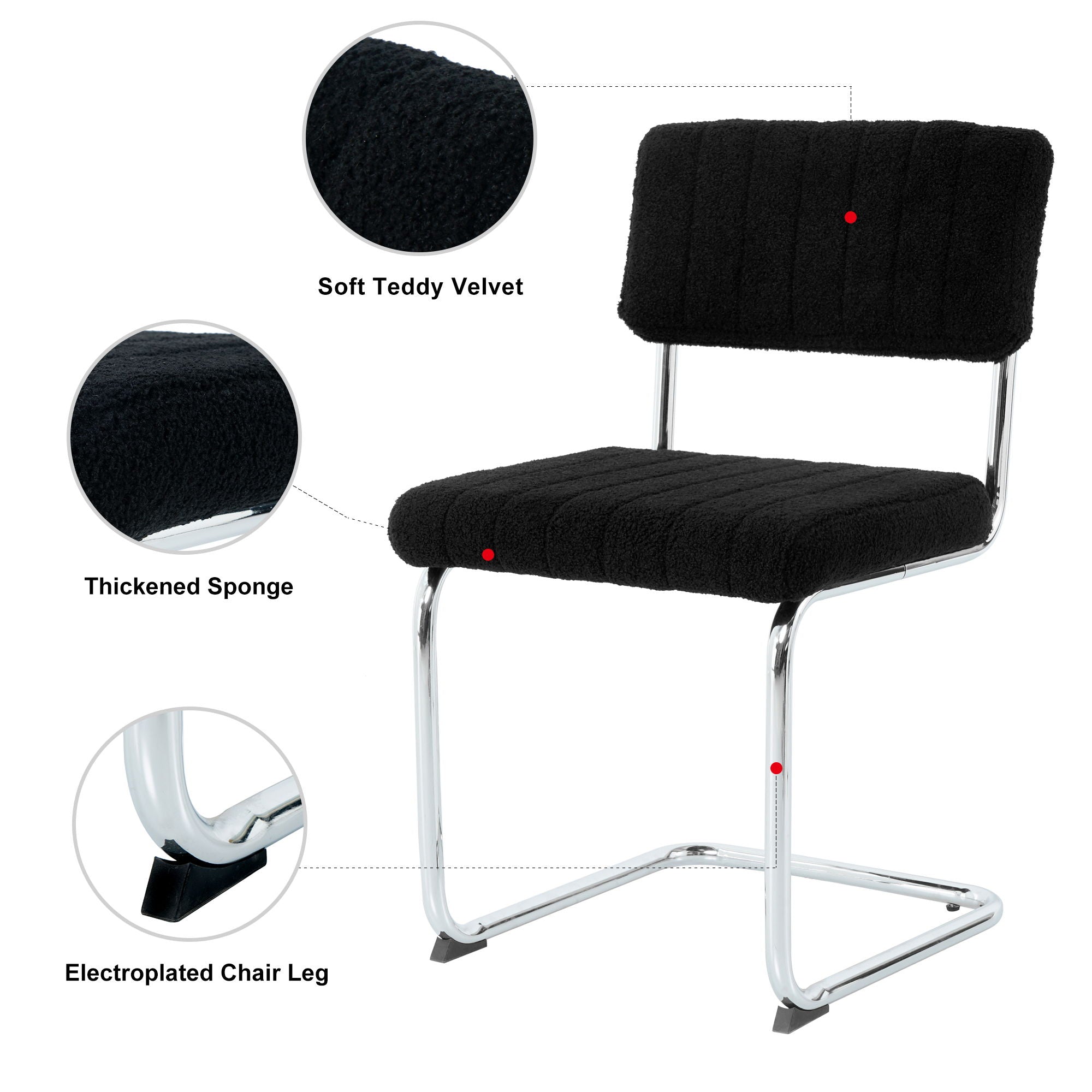 Modern Luxury Dining Chair With Metal Legs And Bow Design (Set of 4)