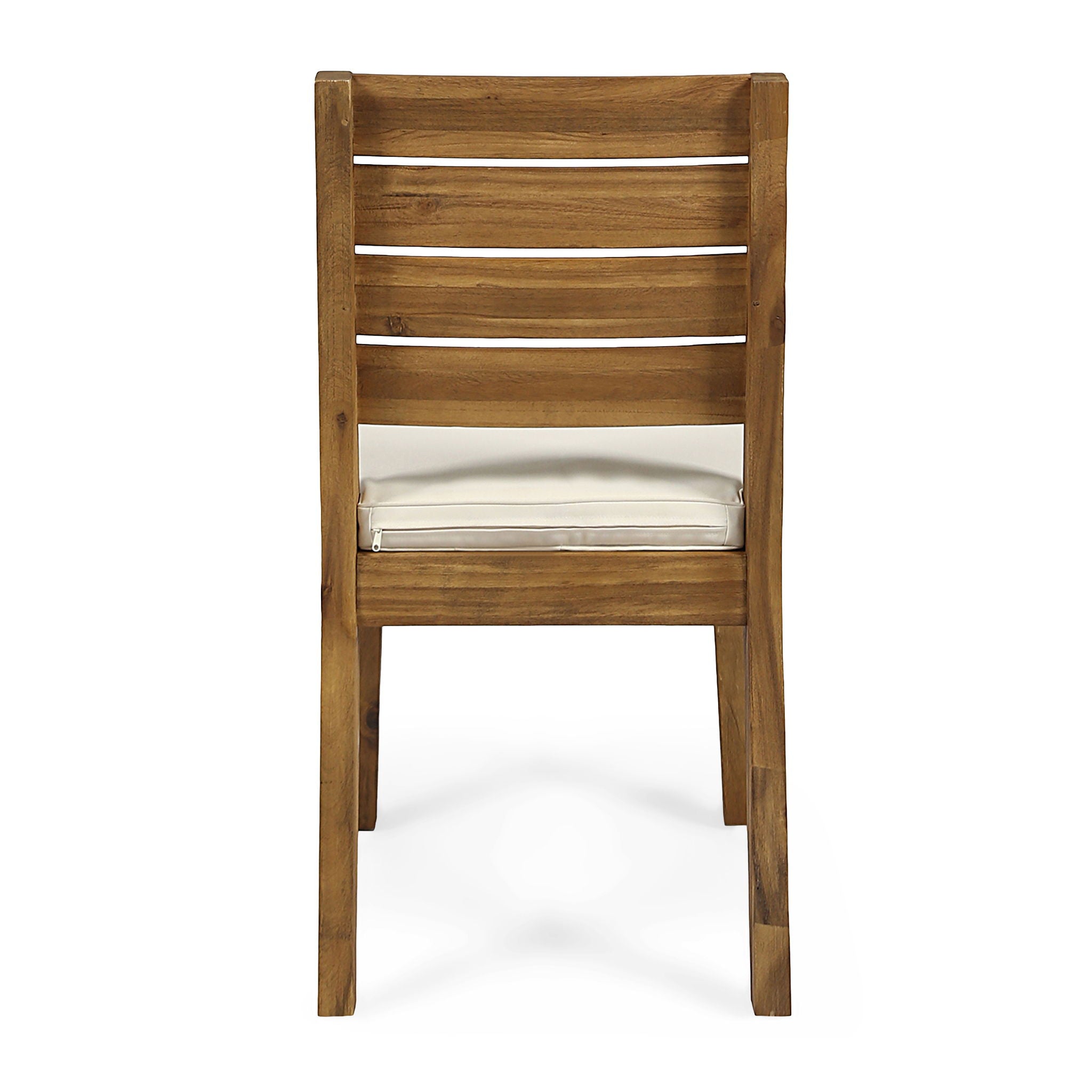 Outdoor Armless Dining Chair With Cushions (Set of 2) - Natural / Beige