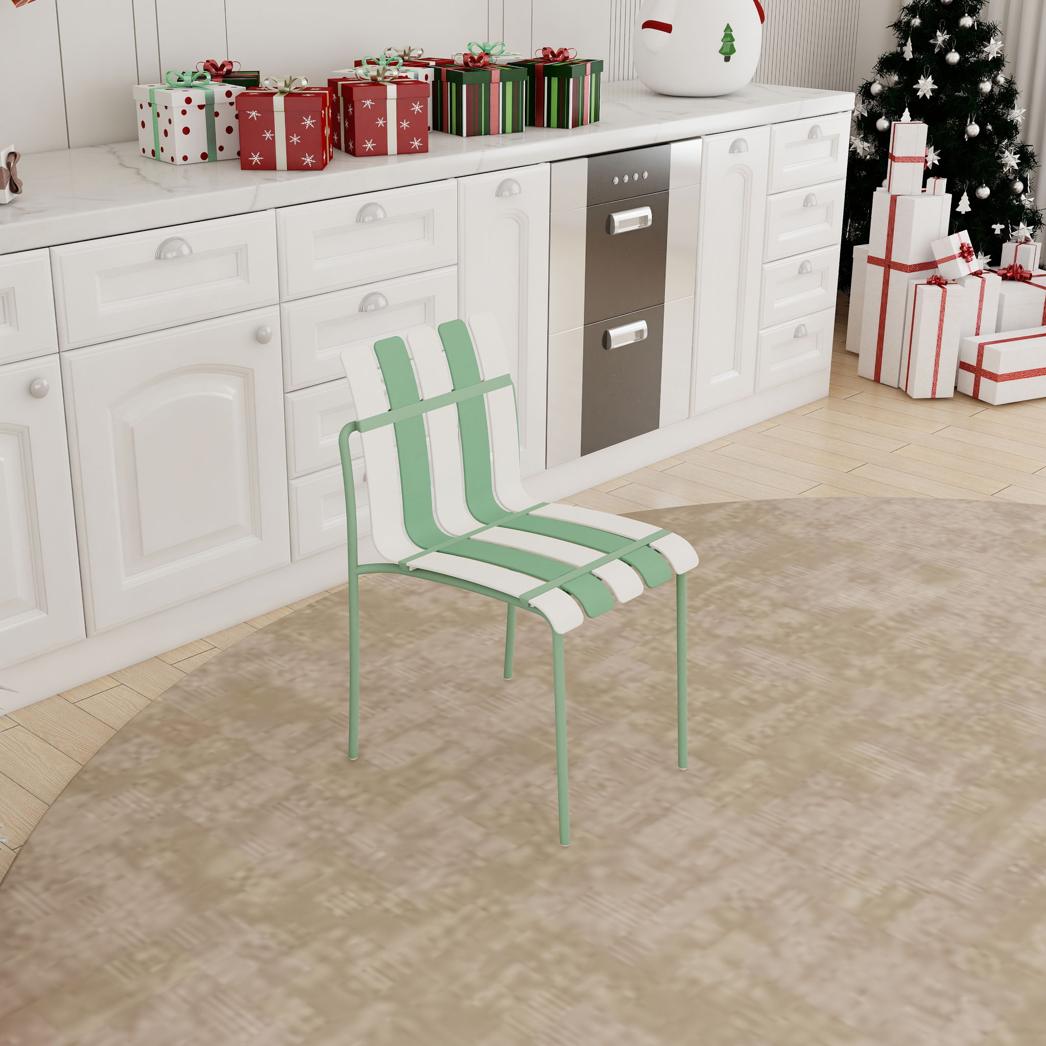 4 Piece Set Of Modern Color Block Designed Single Chairs