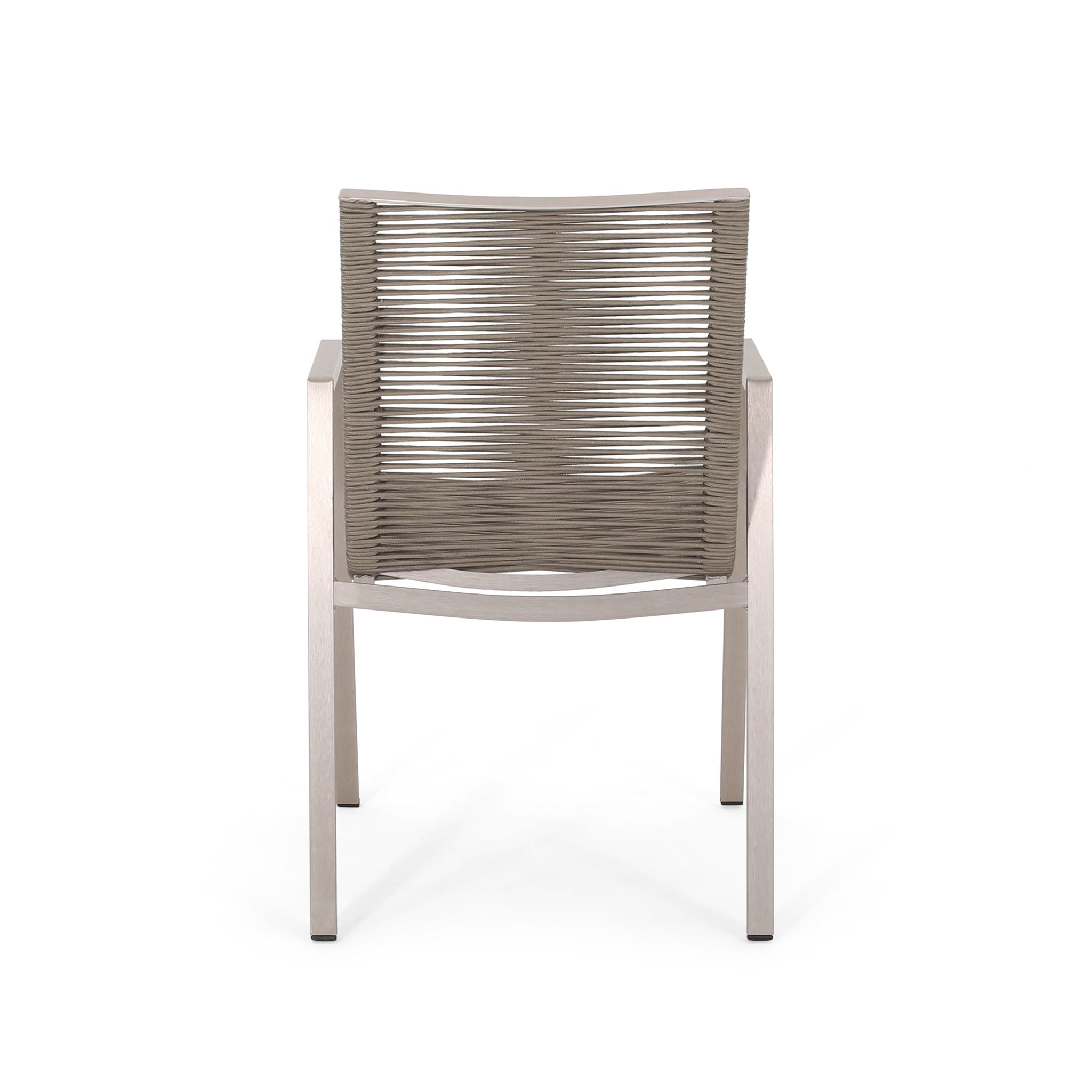 Outdoor Modern Aluminum Dining Chair Set With Rope Sea (Set of 2)